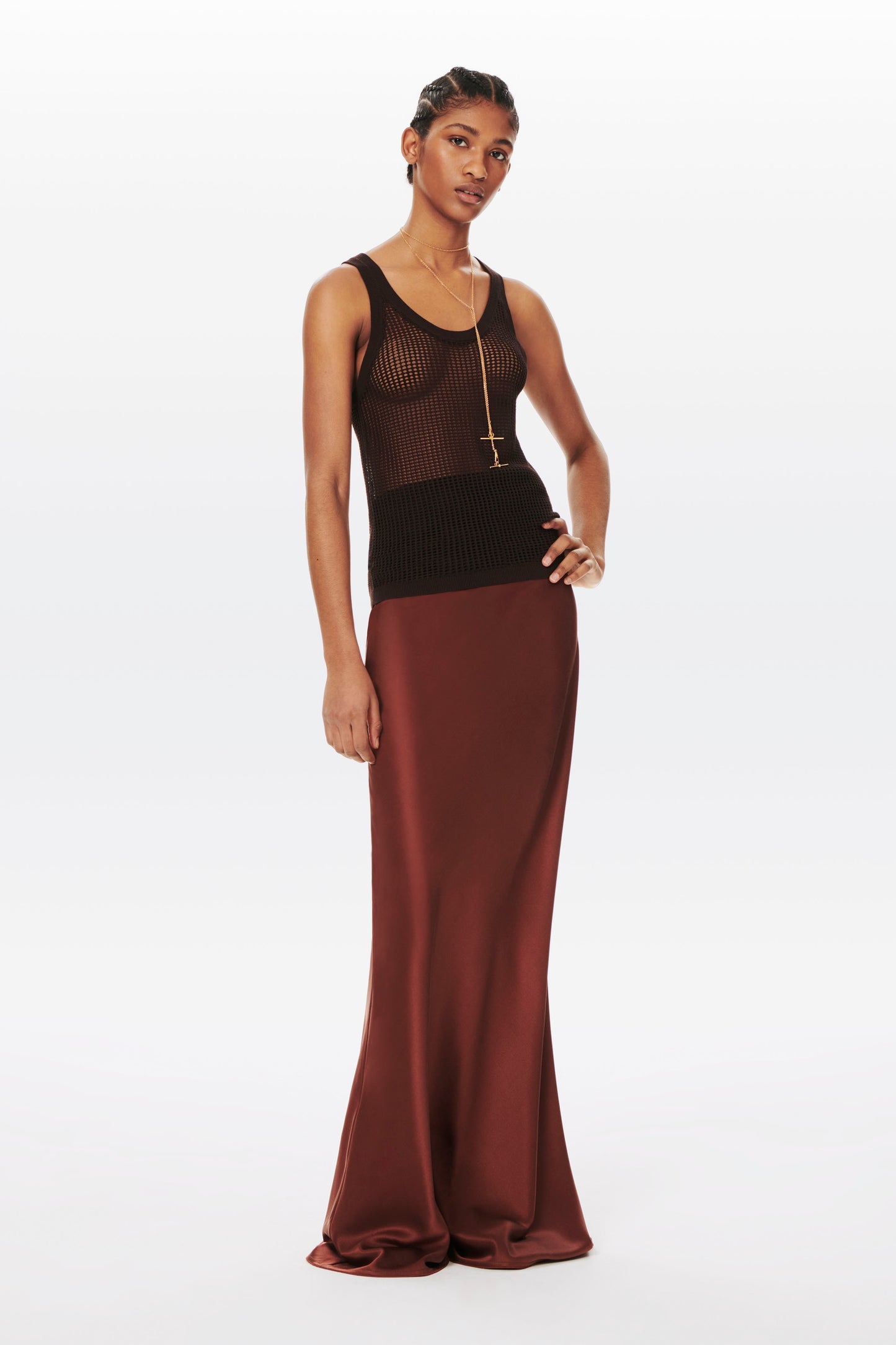 Maxi Slip Skirt in Chocolate