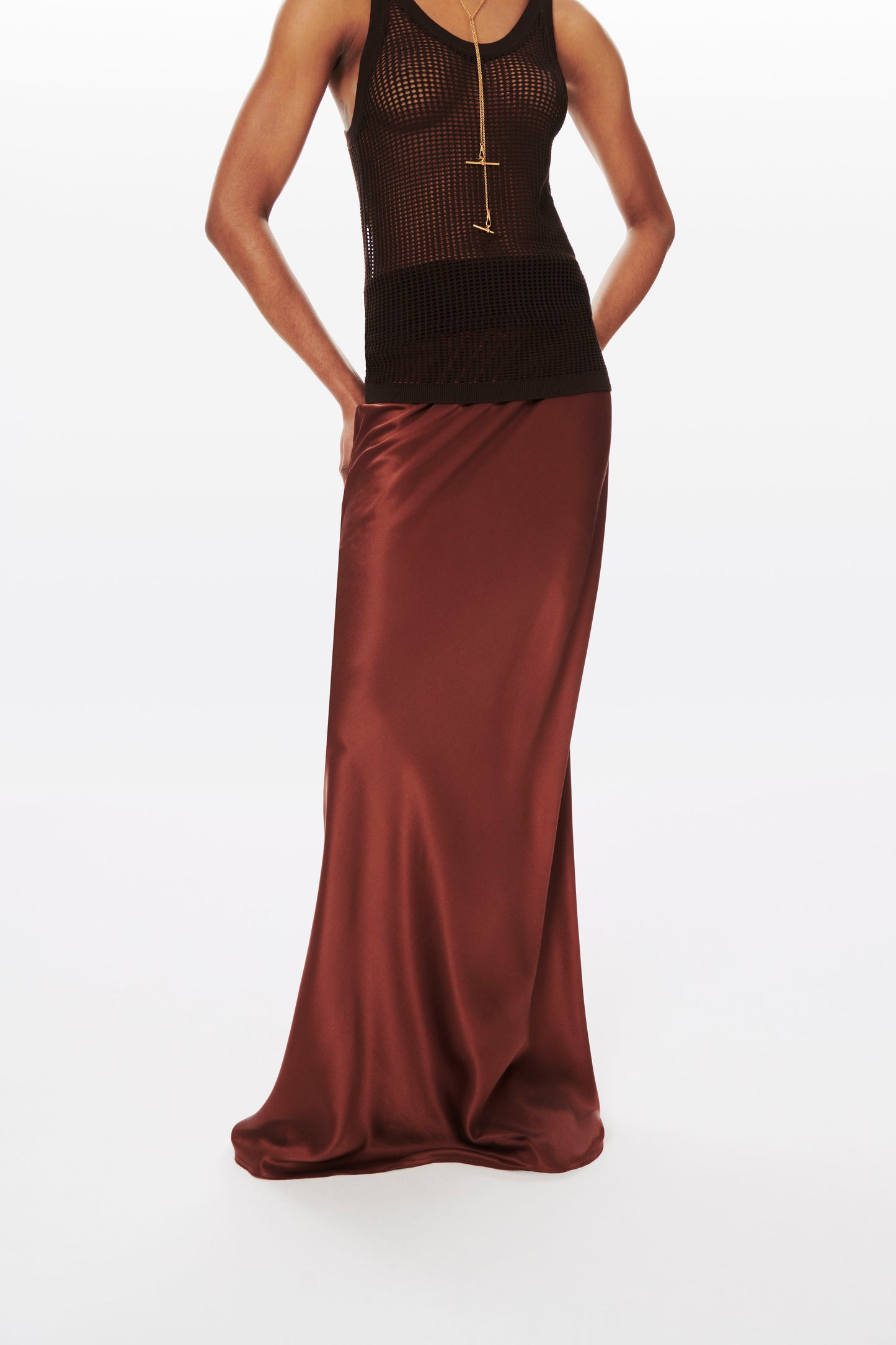 Maxi Slip Skirt in Chocolate