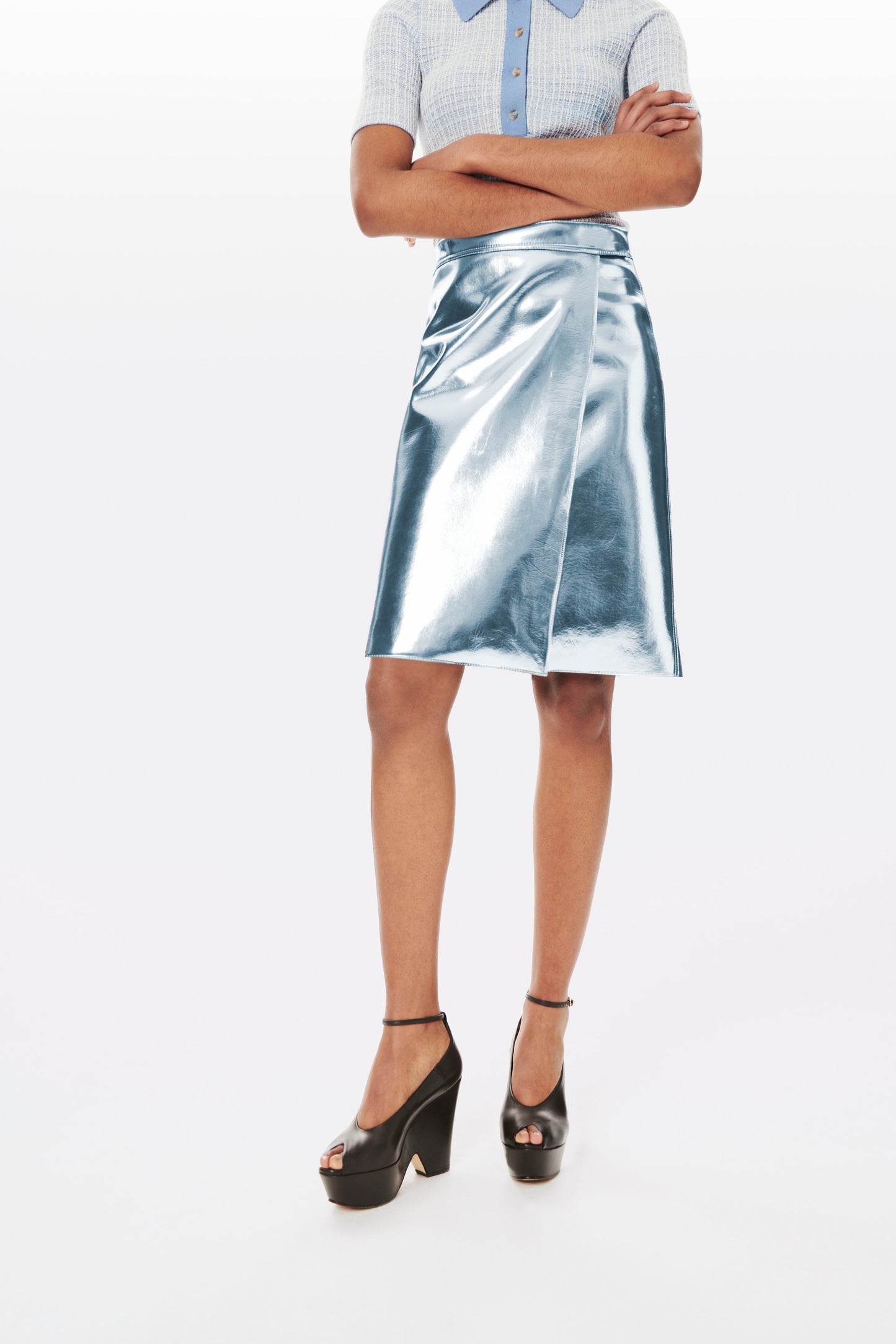 Scuba Wrap Skirt in Ice Blue