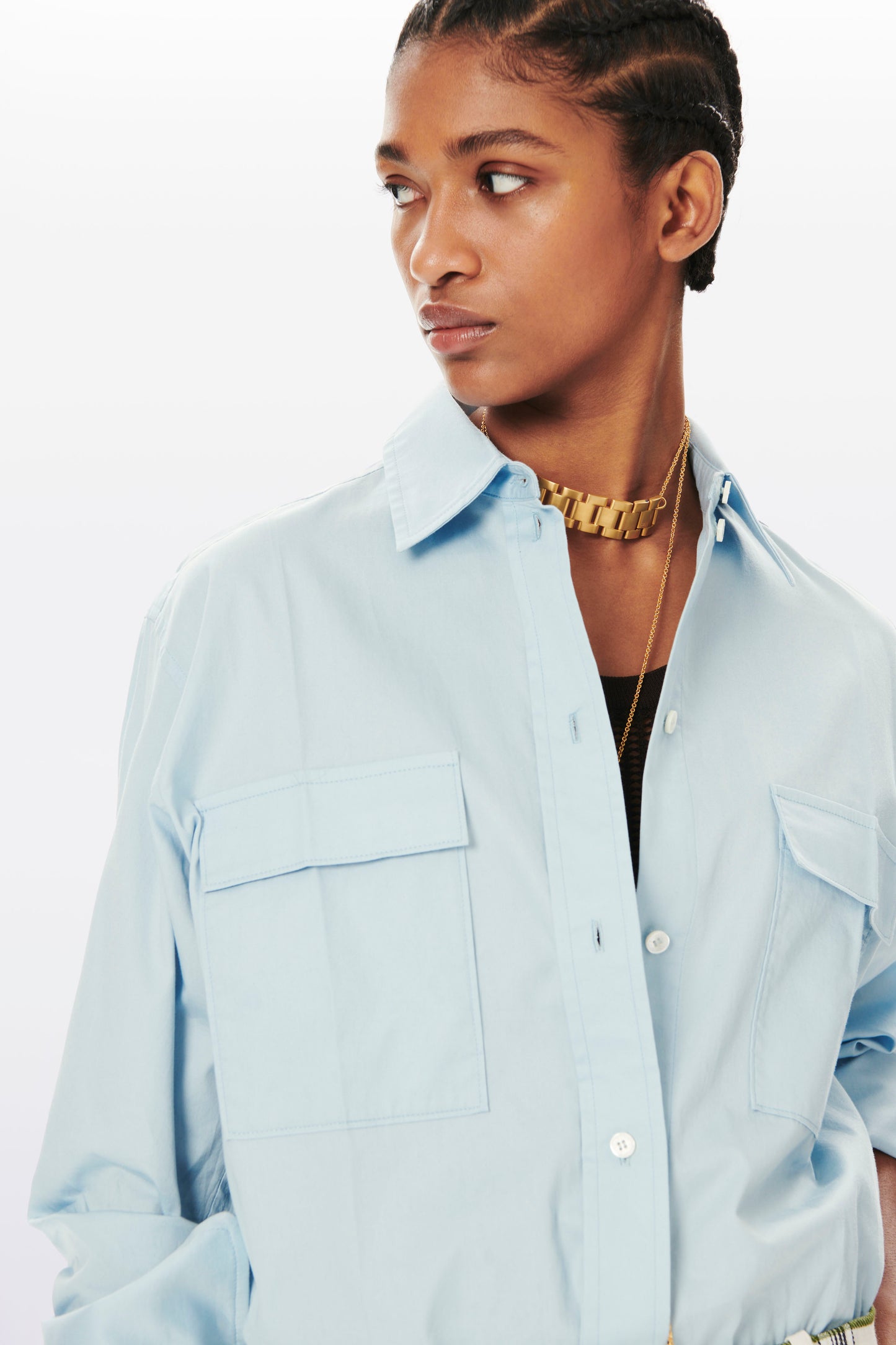 Pocket Detail Shirt in Baby Blue