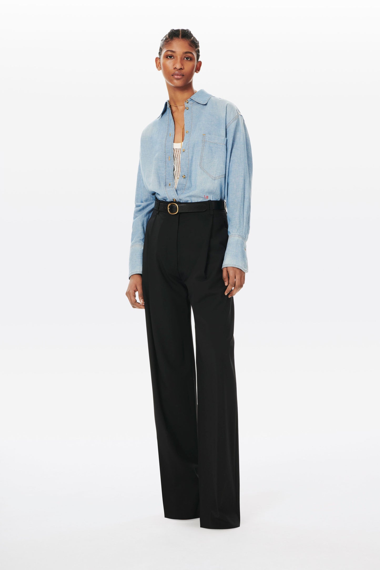 Patch Pocket Chambray Shirt in Pale Blue