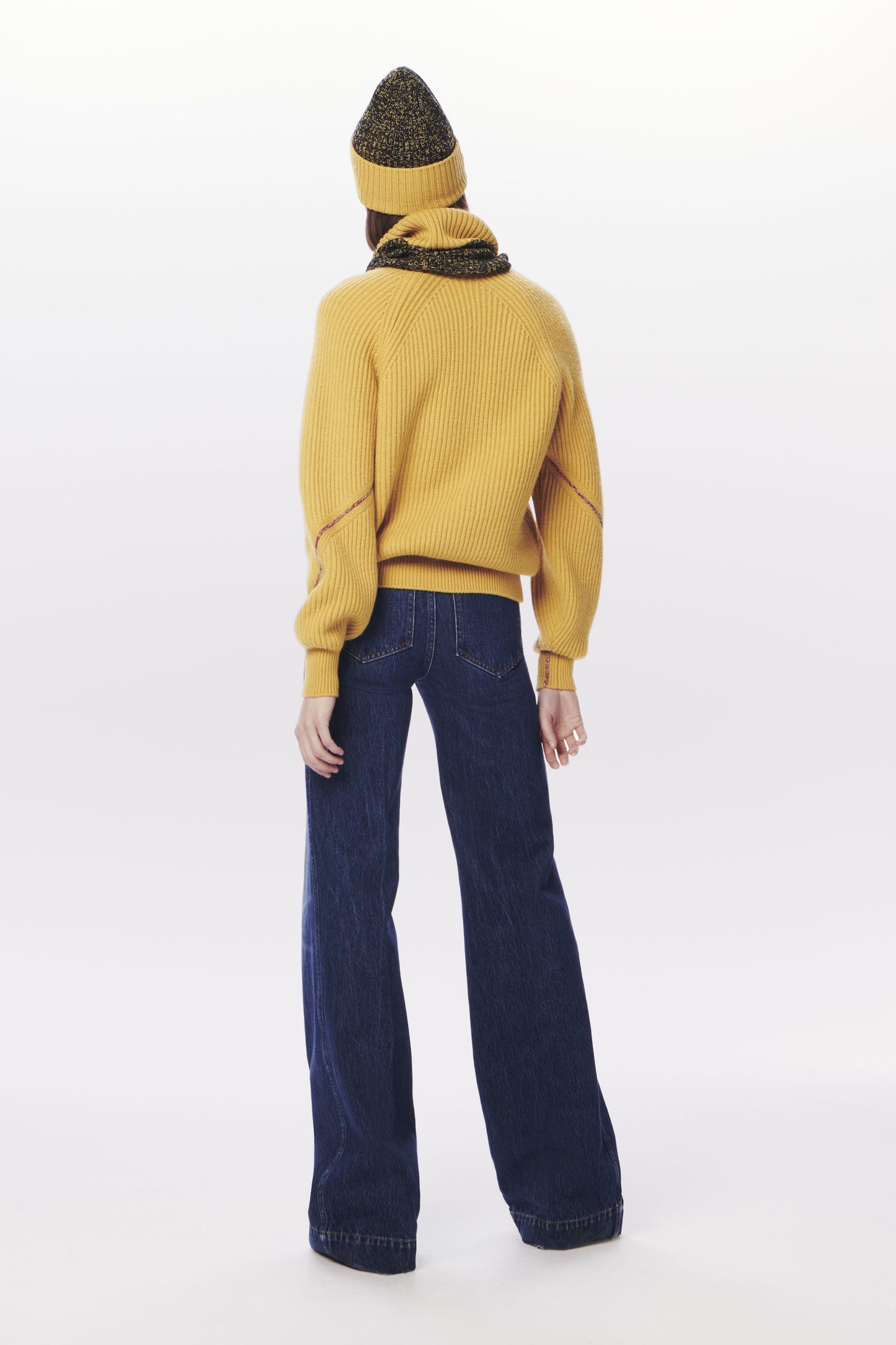 VB x Woolmark Beanie & Snood Set in Navy & Mustard