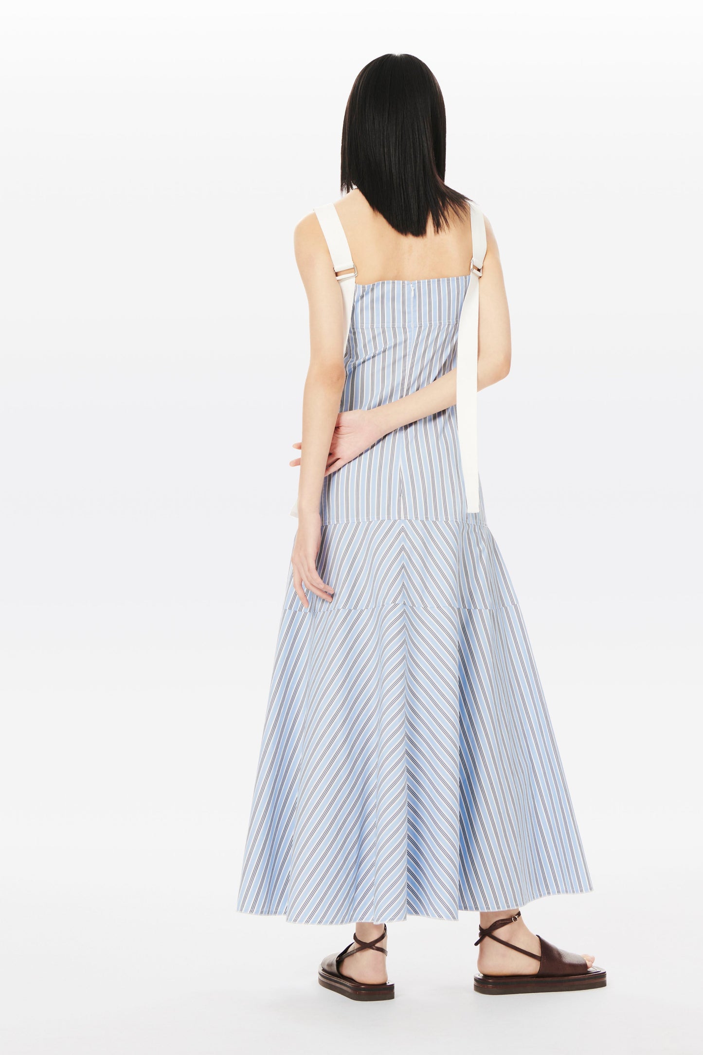 Panelled Maxi Dress in Oxford Blue Stripe