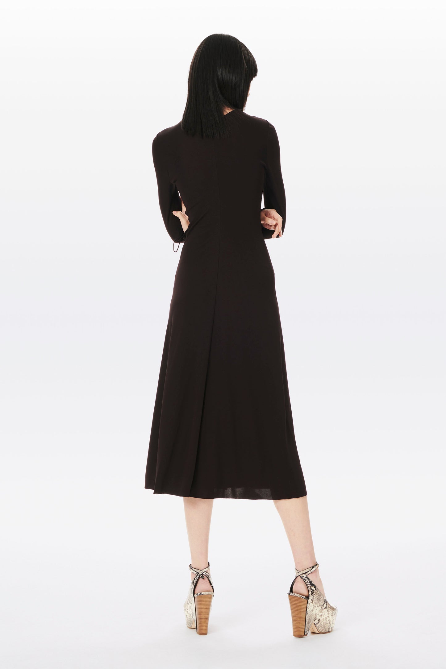 Zip Front Dress in Deep Brown