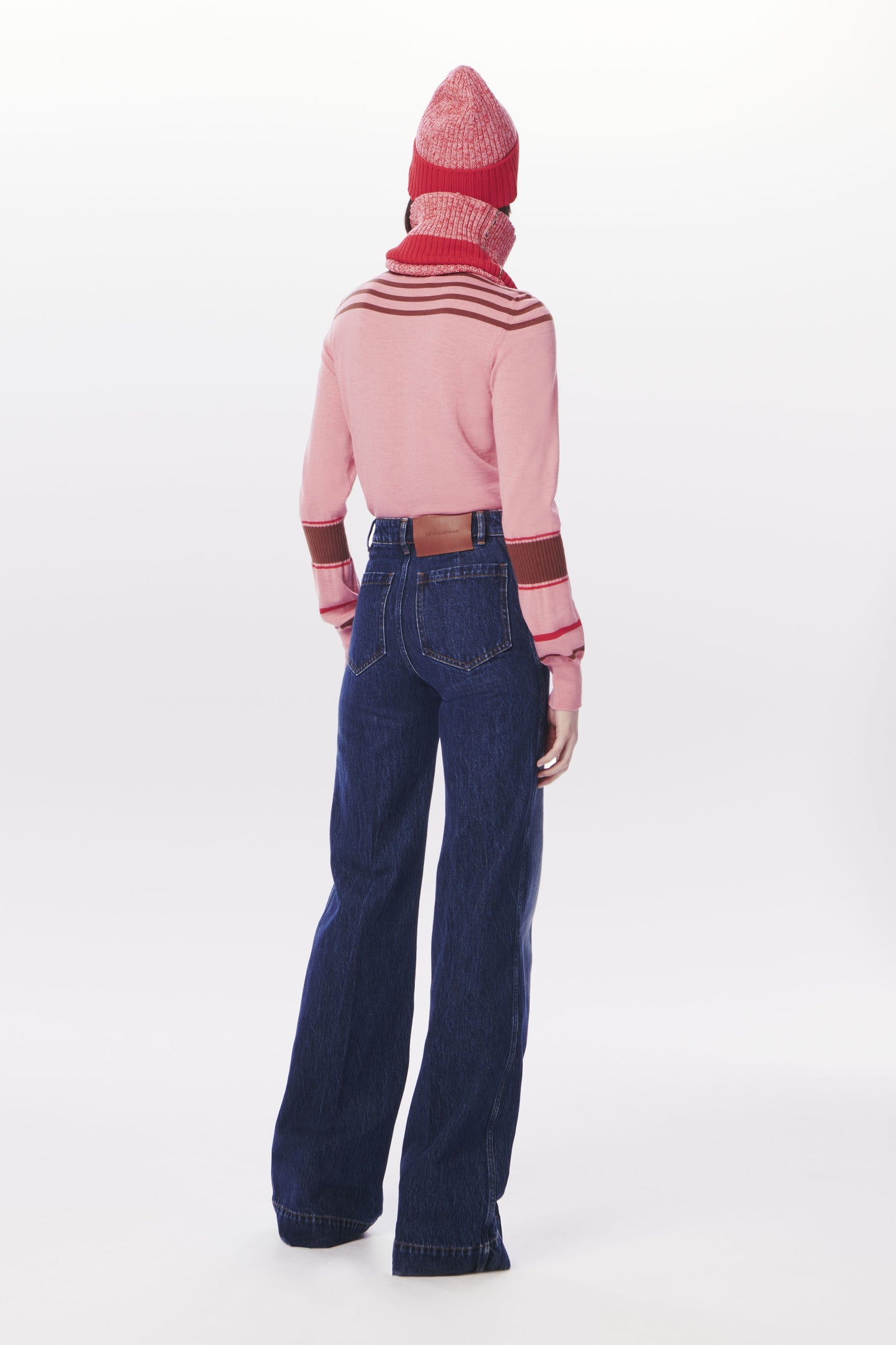 VB x Woolmark Beanie & Snood Set in Bright Red & Pink