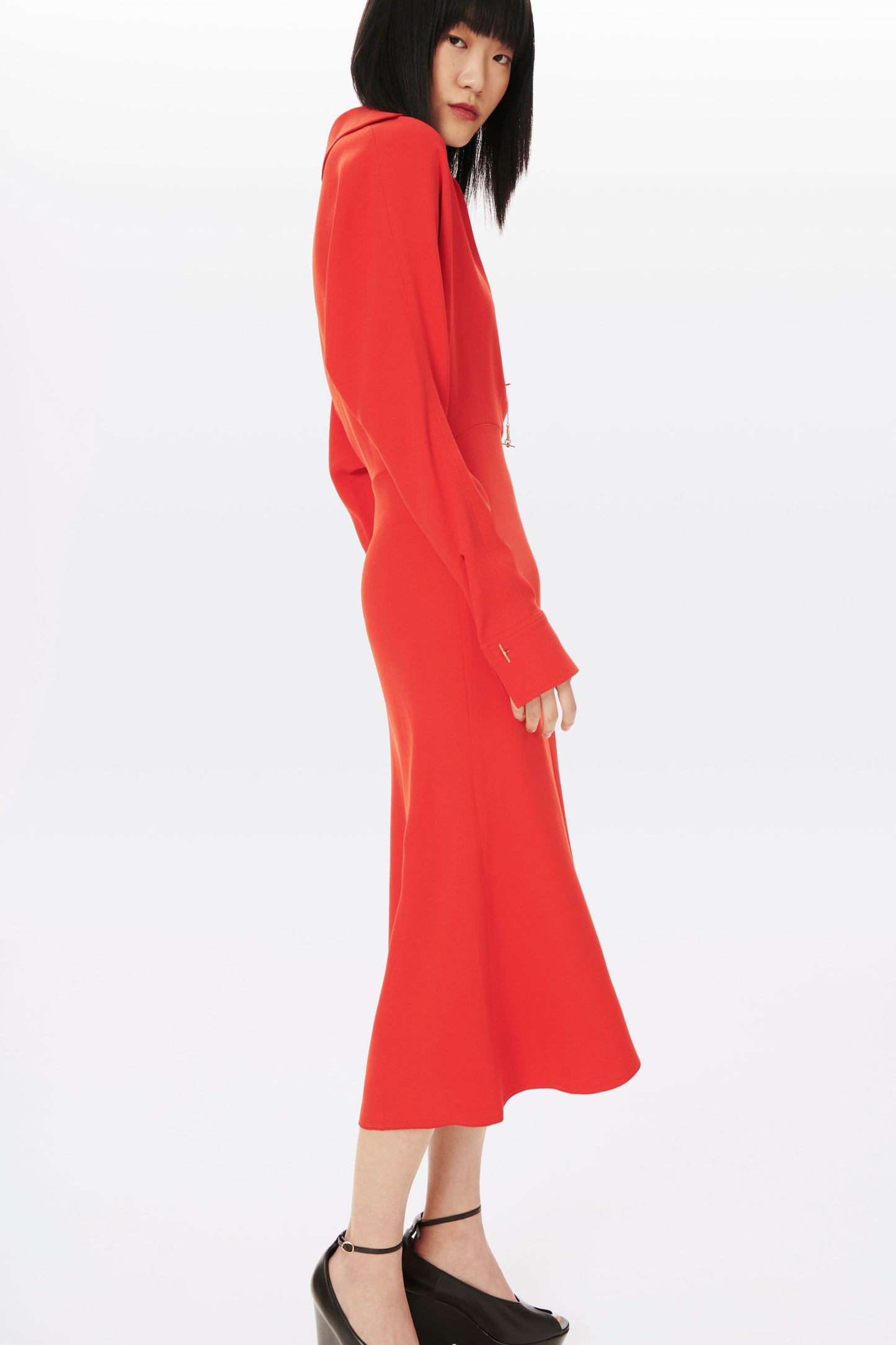 Wrap Front Midi Dress in Tomato