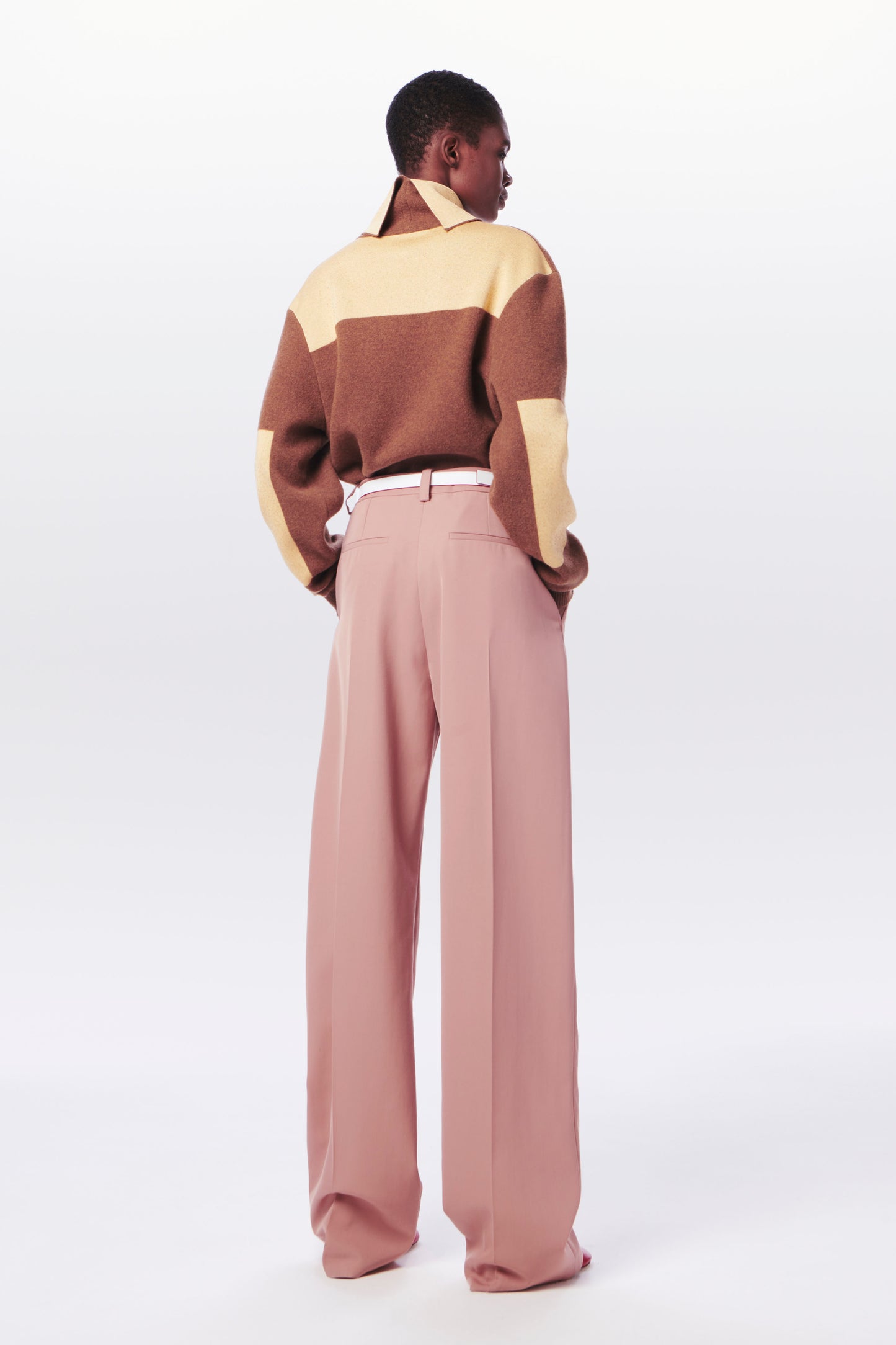Contrast Detail Polo Neck Jumper in Camel & Banana