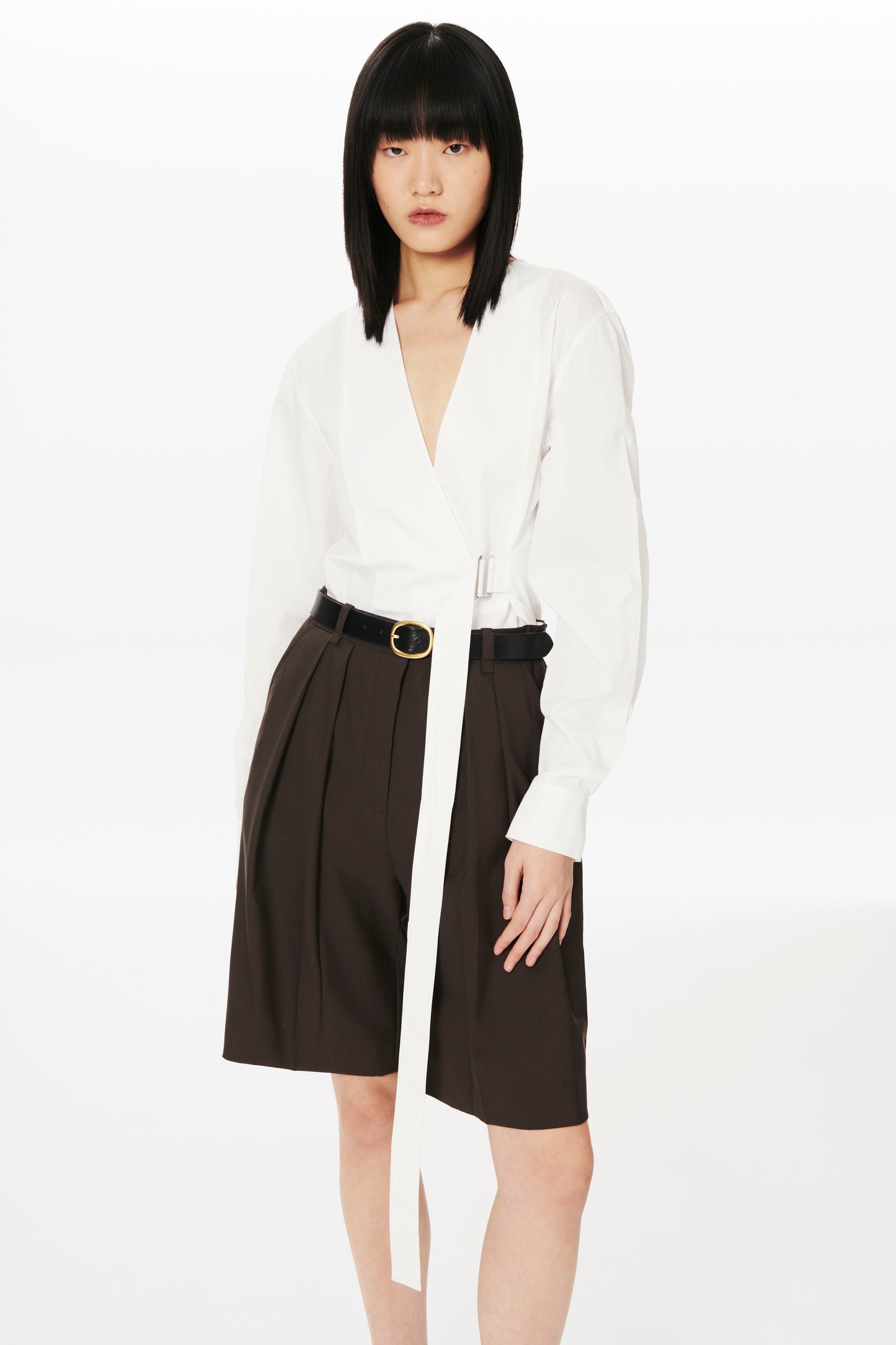V-Neck Wrap Shirt in White