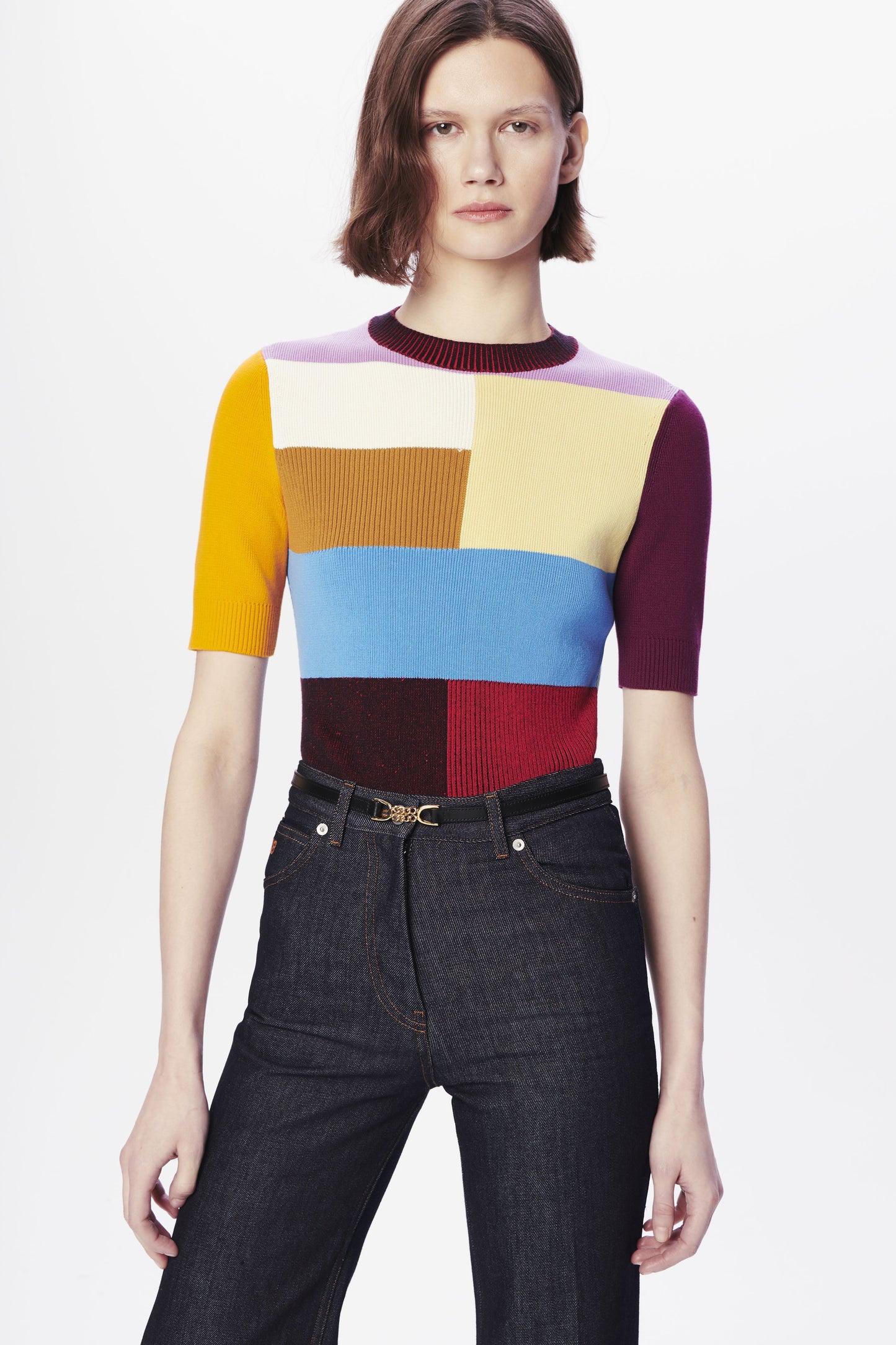 Patchwork Knitted Top in Multicolour