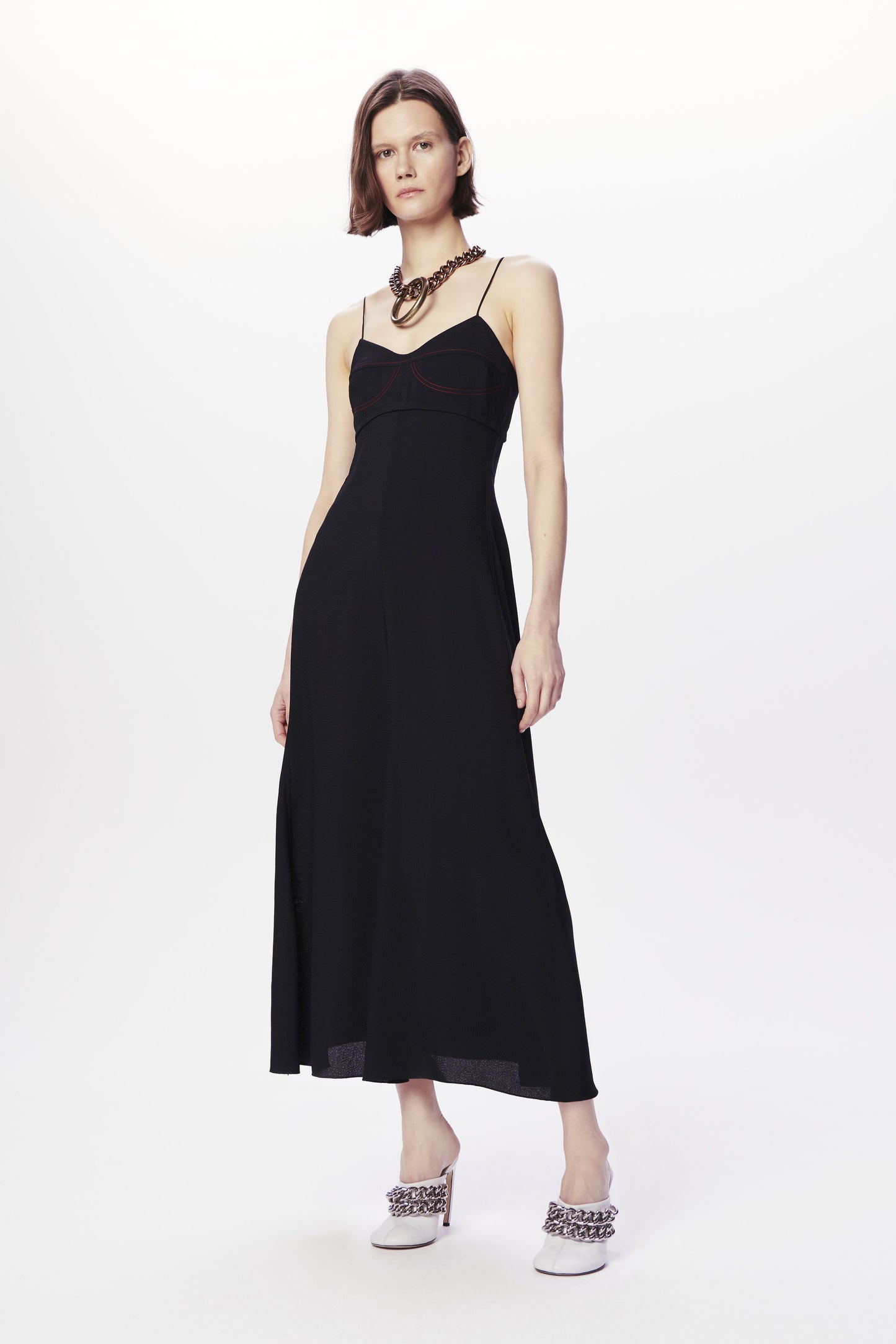 Cami Fit And Flare Dress In Dark Navy