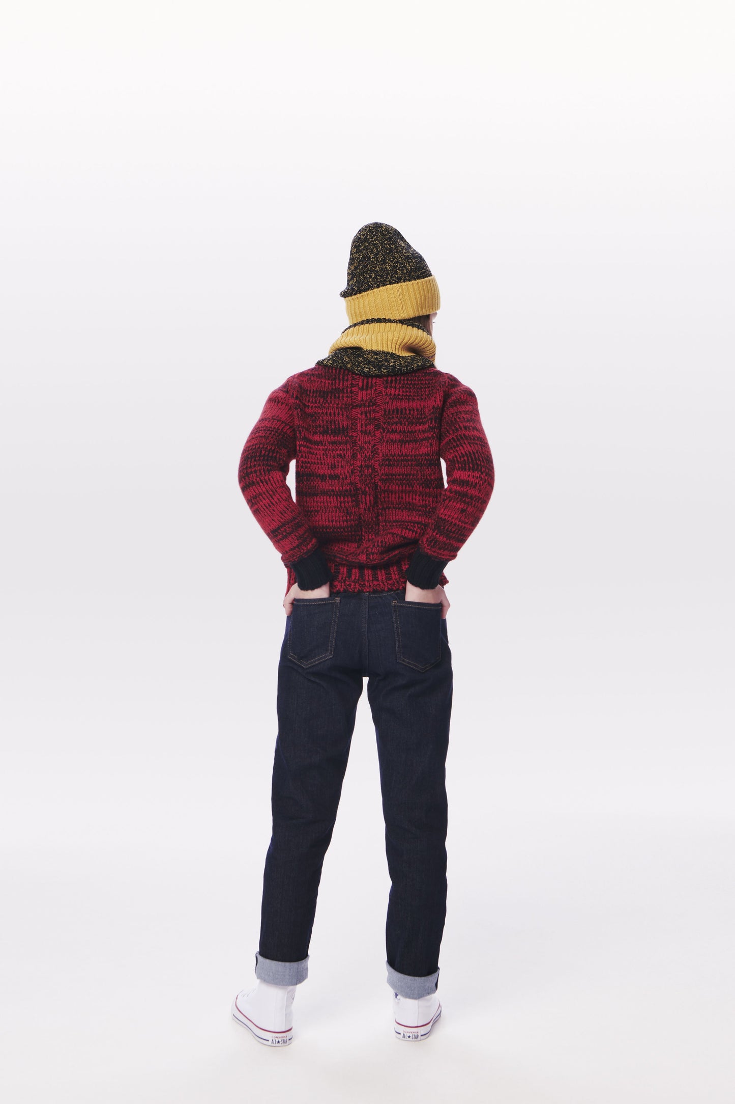 VB x Woolmark Mini Beanie & Snood Set in Navy & Mustard