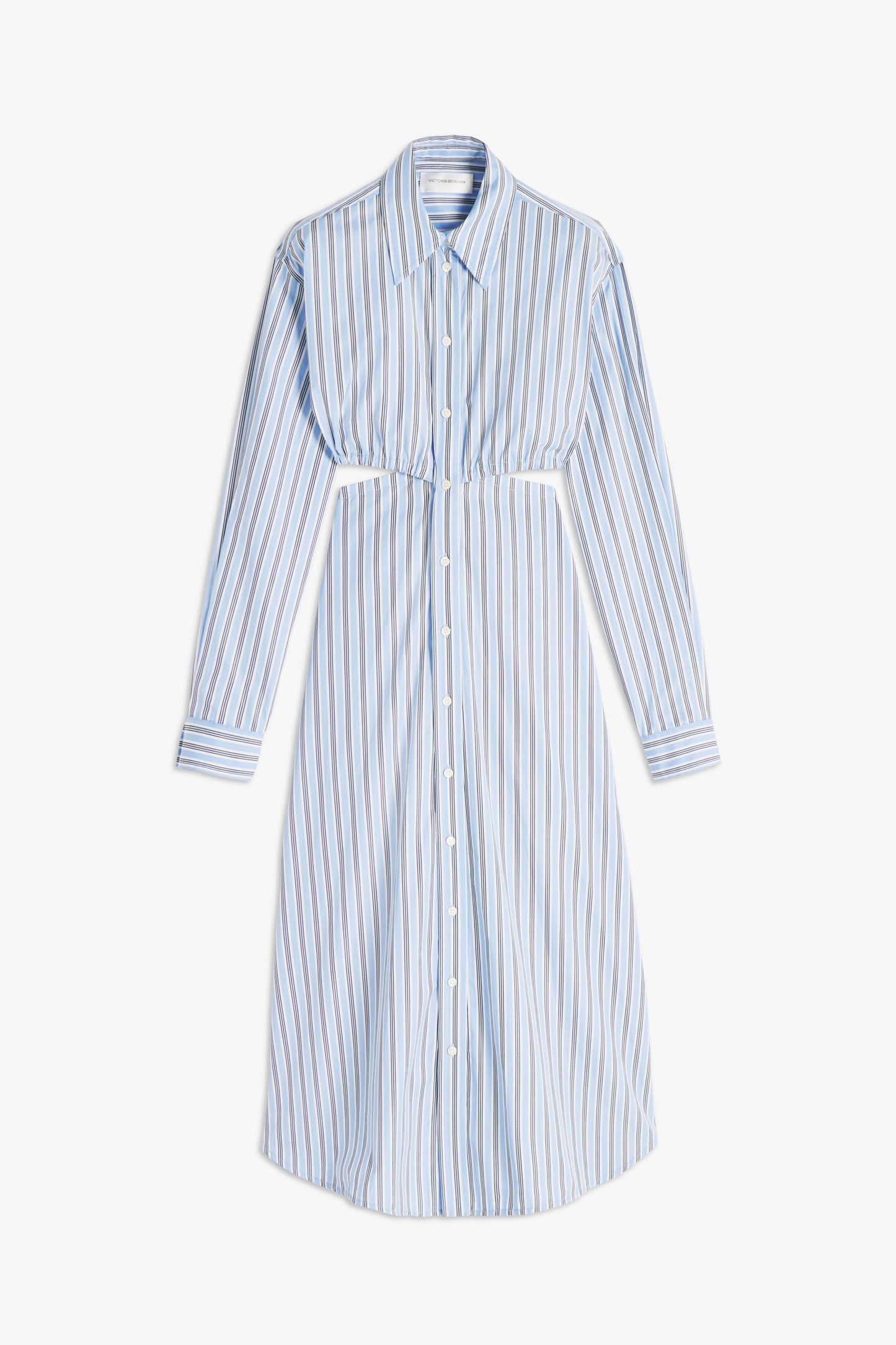Open Back Midi Shirt Dress in Oxford Blue Stripe