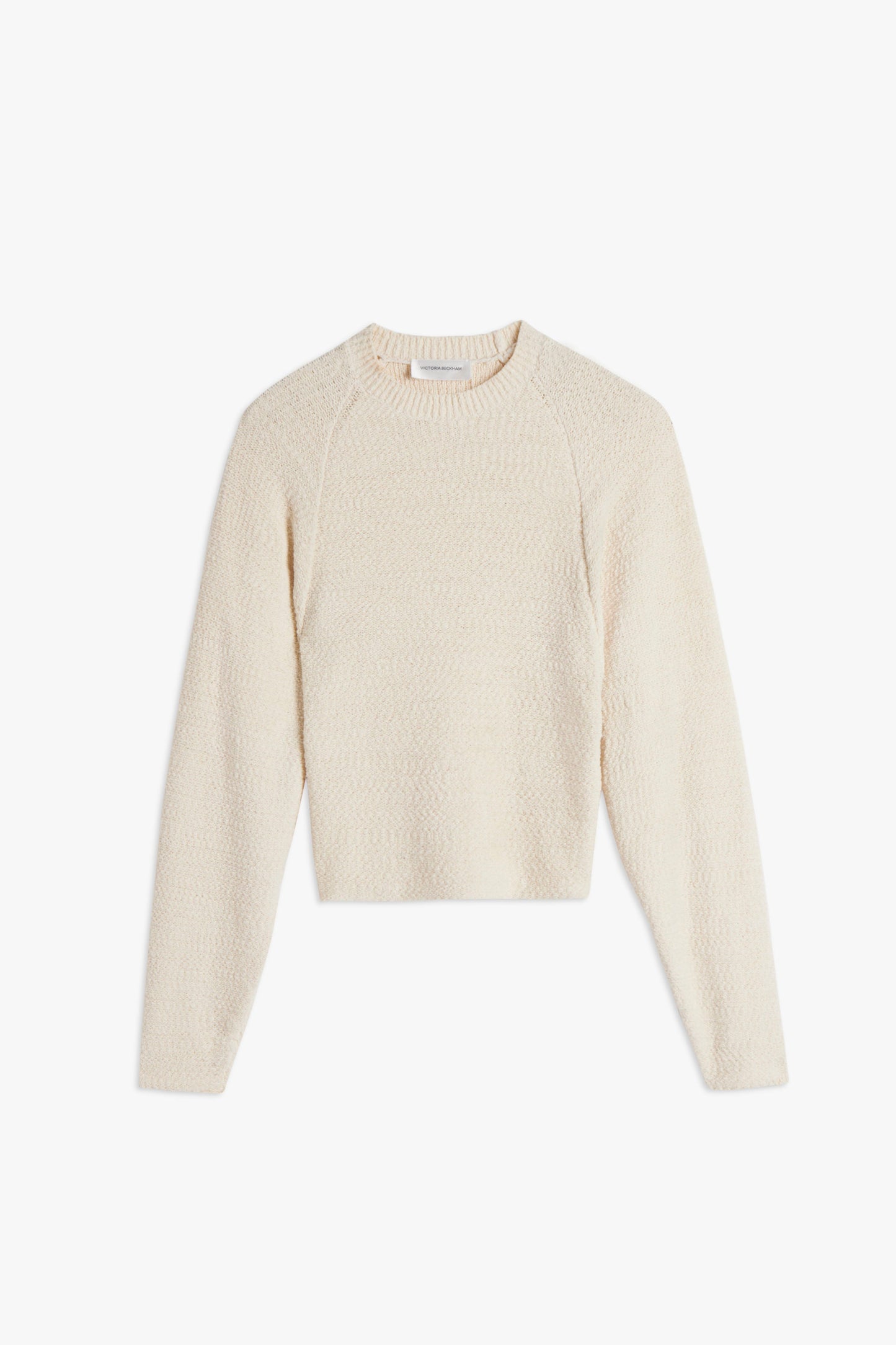 Long Sleeve Bouclé Jumper in Ecru