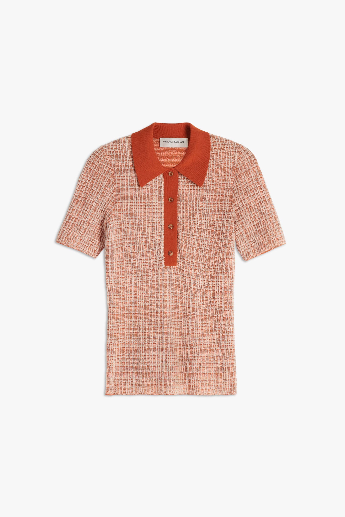 Jacquard Polo Top in Orange and White