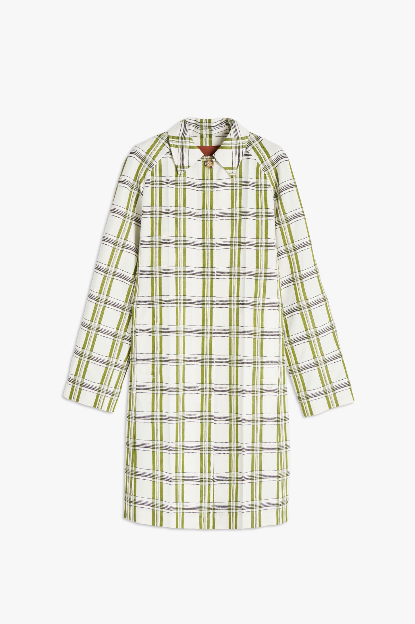 Car Coat in Off White, Navy and Khaki Check