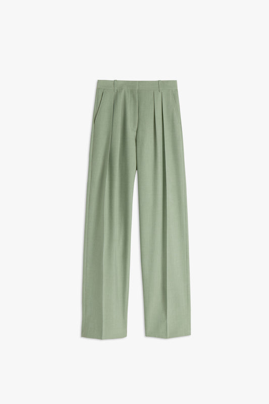 Double Pleat Slouch Trouser in Green