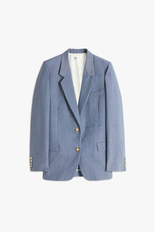 Single Breasted Tailored Jacket in Denim Blue