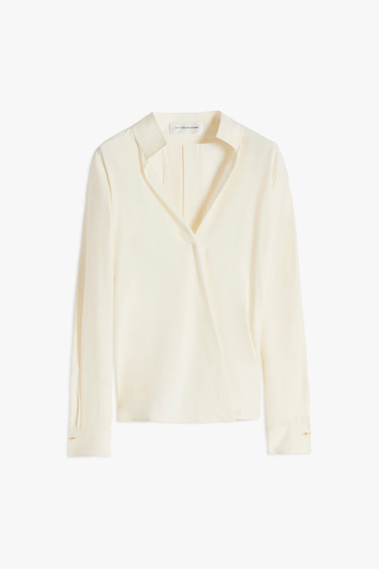 Drape Front Blouse in Ivory