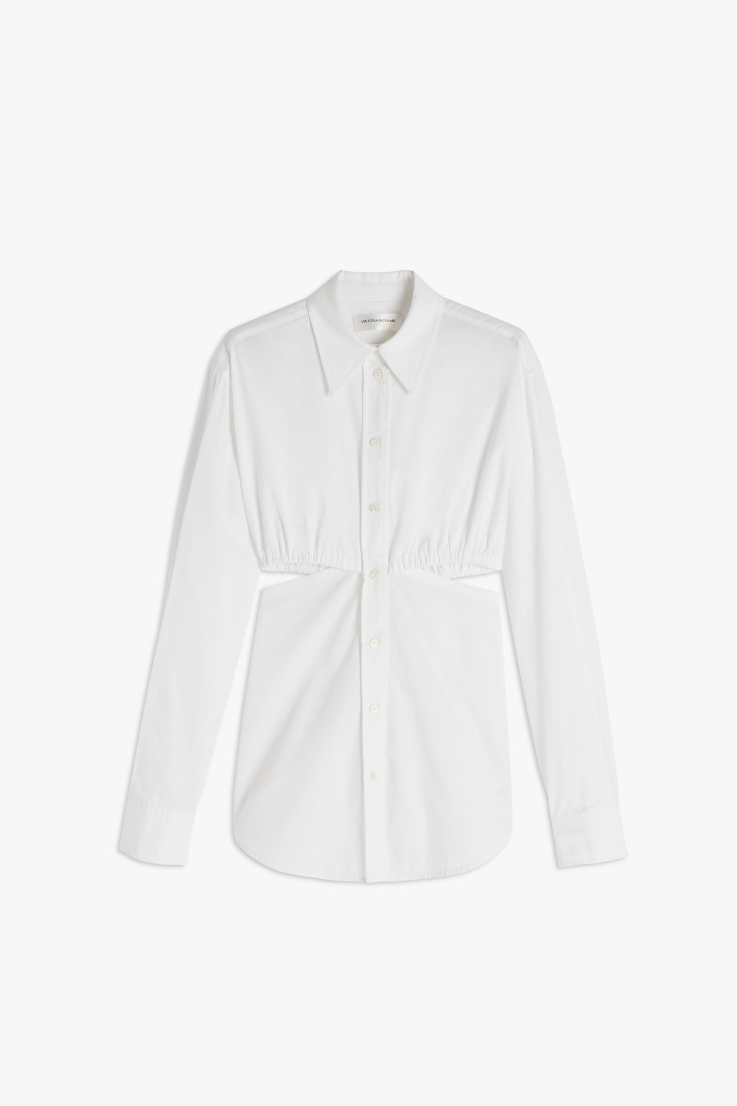 Gathered Cut-Out Shirt in White