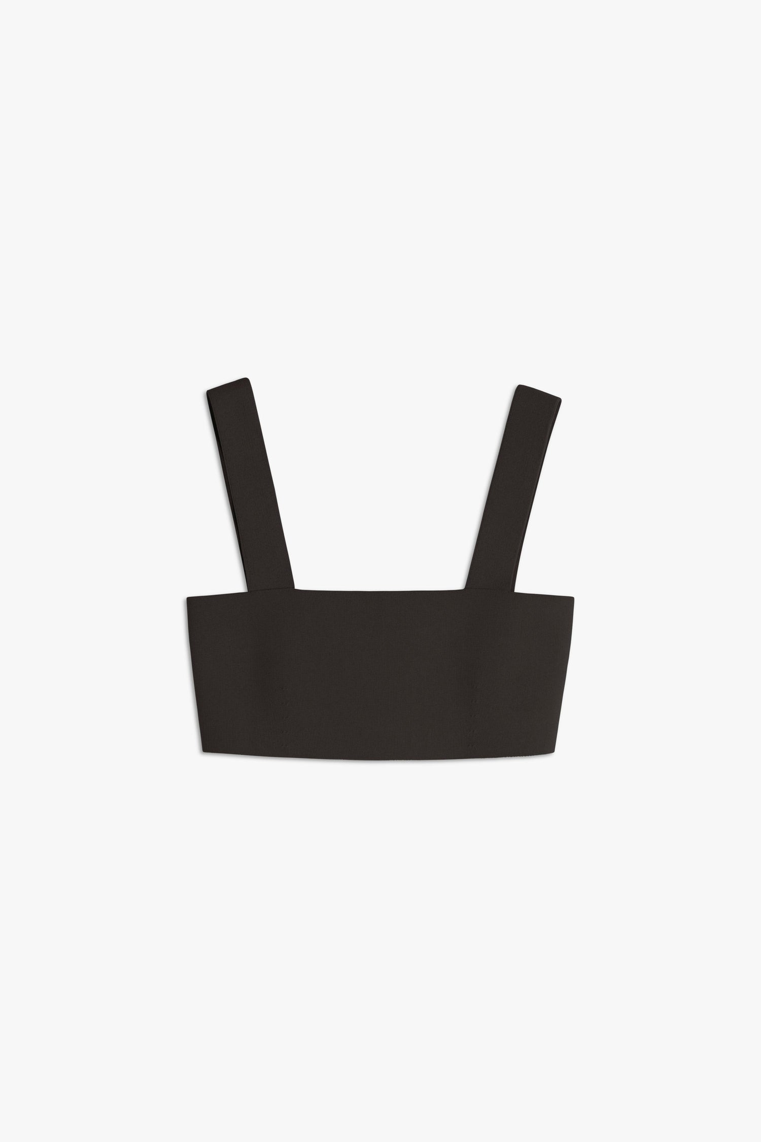 Product view of the thick strapped cropped bandeau top in black from Victoria Beckham.