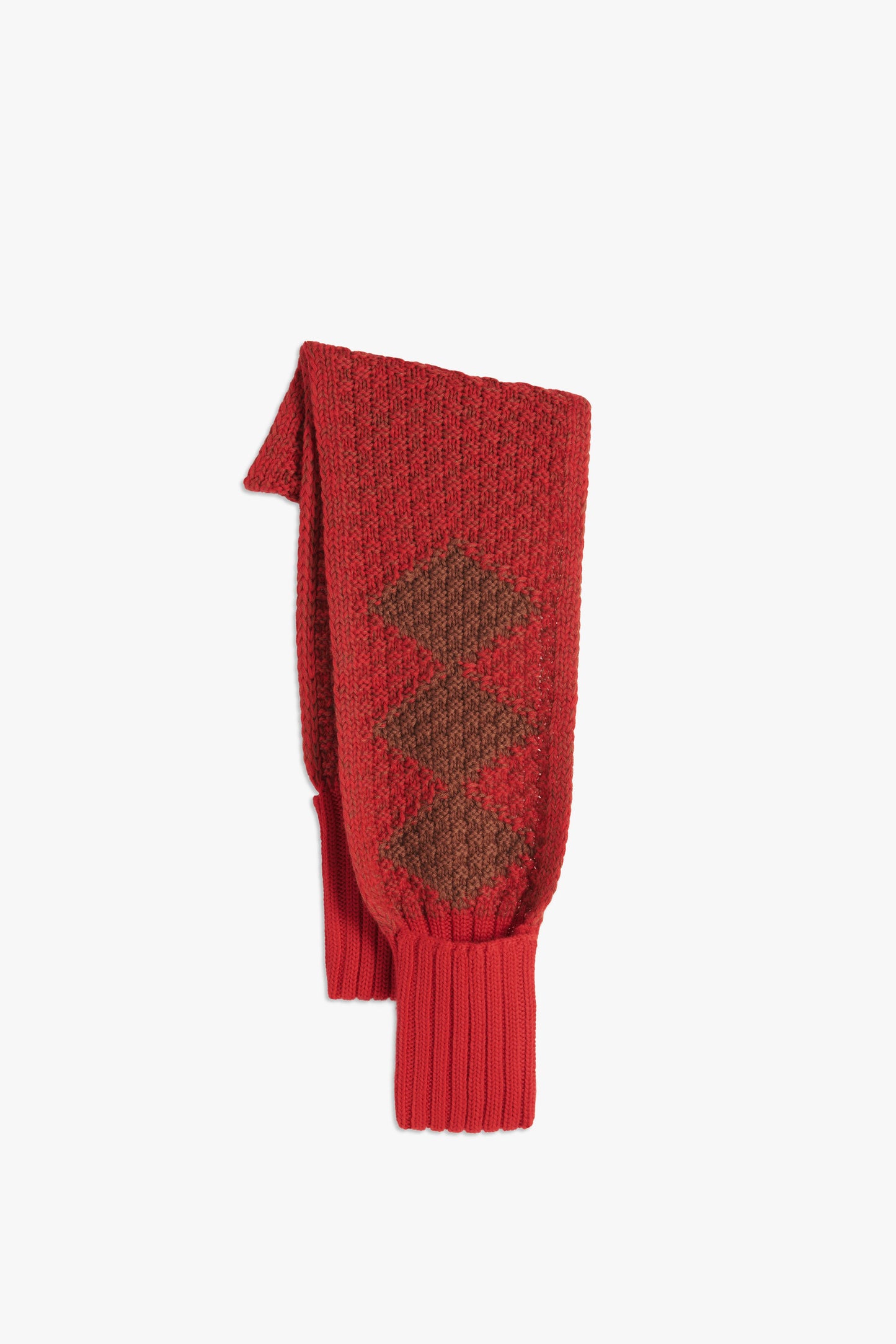 VB x Woolmark Mini Intarsia Beanie & Scarf Set in Bright Red & Camel