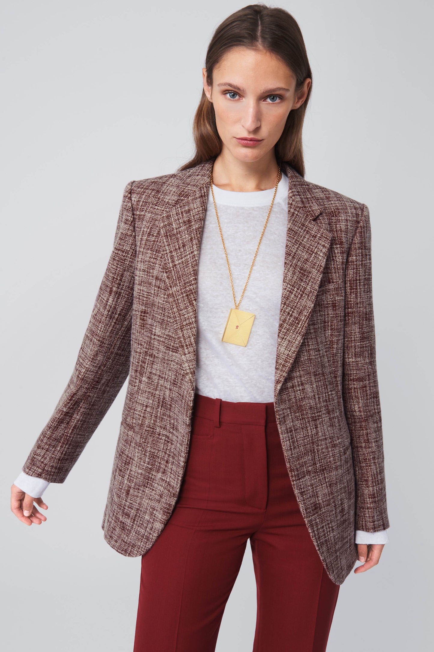 Single Breasted Tailored Jacket in Purple Melange