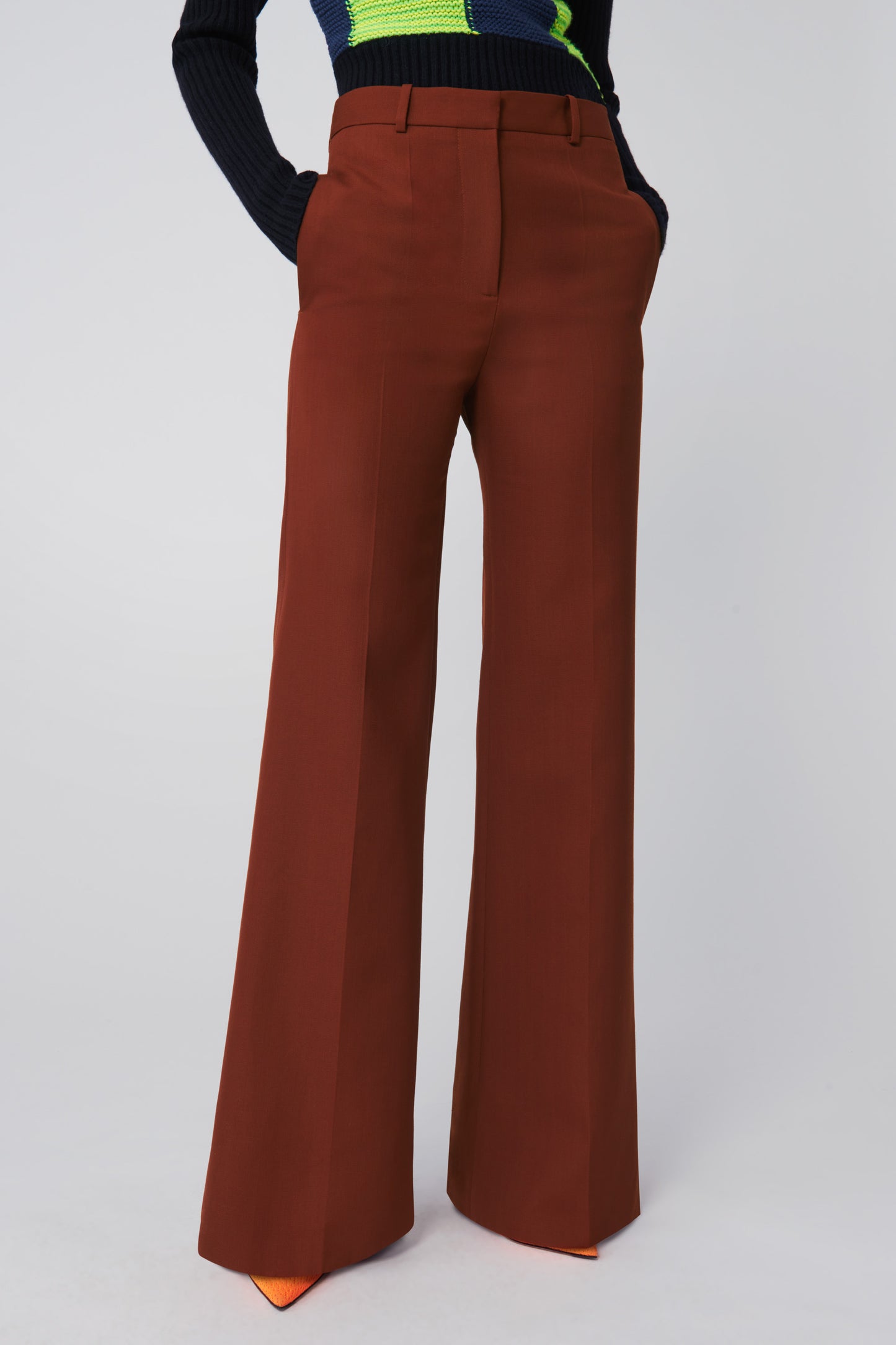 High Waisted Wide Leg Trousers in Chestnut