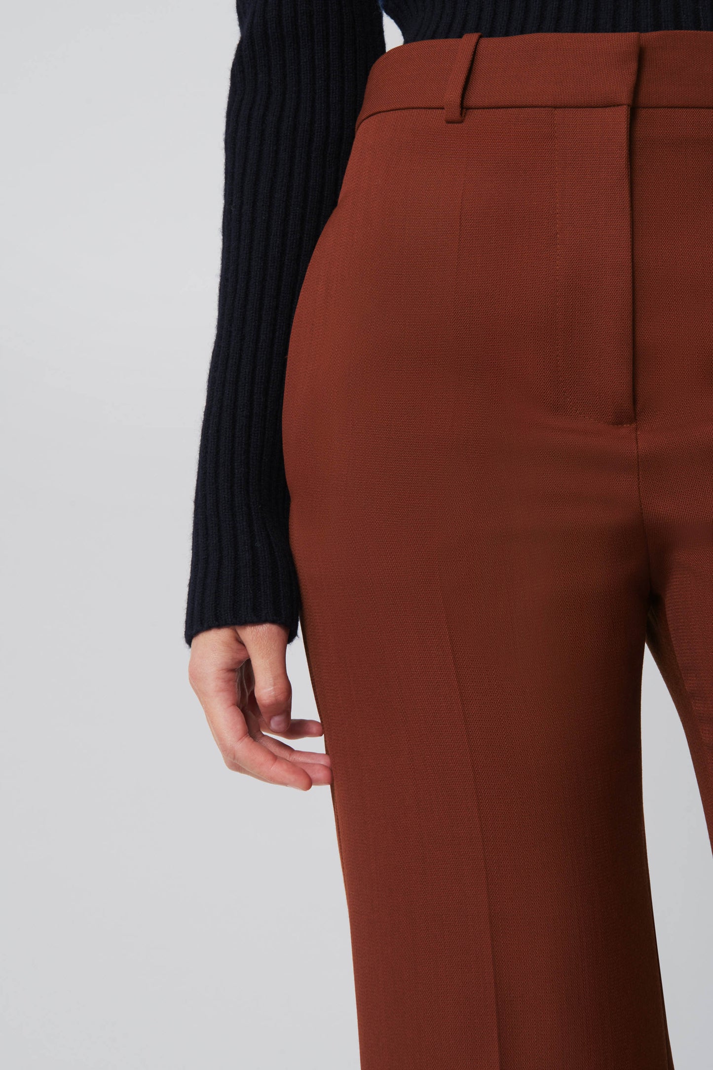 High Waisted Wide Leg Trousers in Chestnut