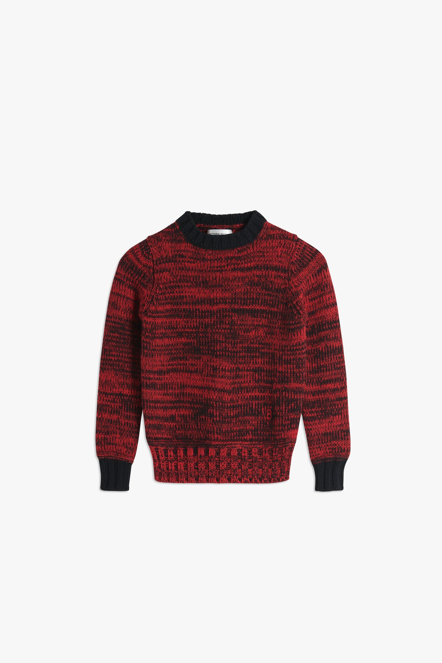 VB x Woolmark Mini Contrast Rib Polo Neck Jumper in Bright Red & Navy