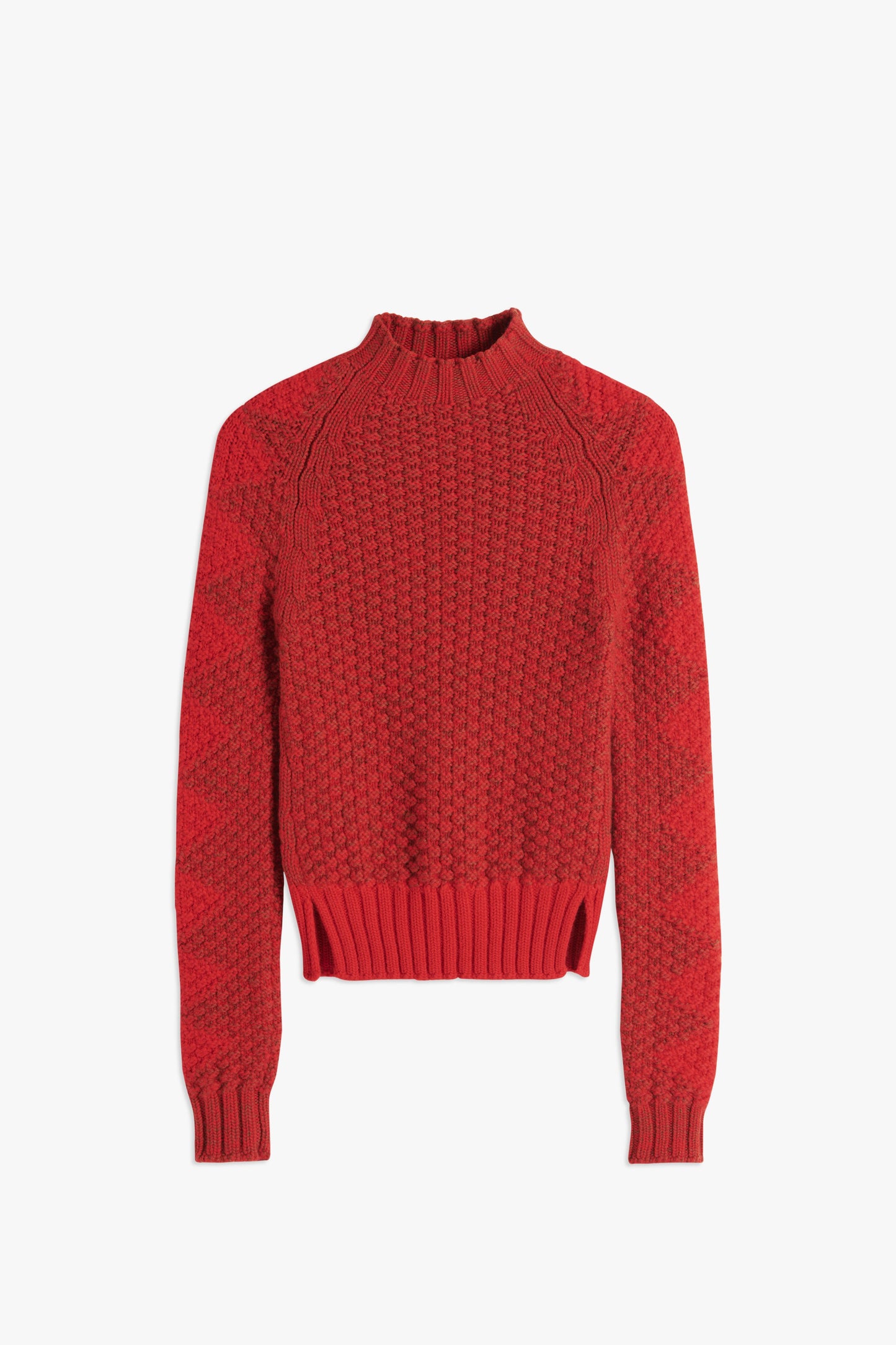 VB x Woolmark Intarsia Detail Jumper in Bright Red & Dark Camel