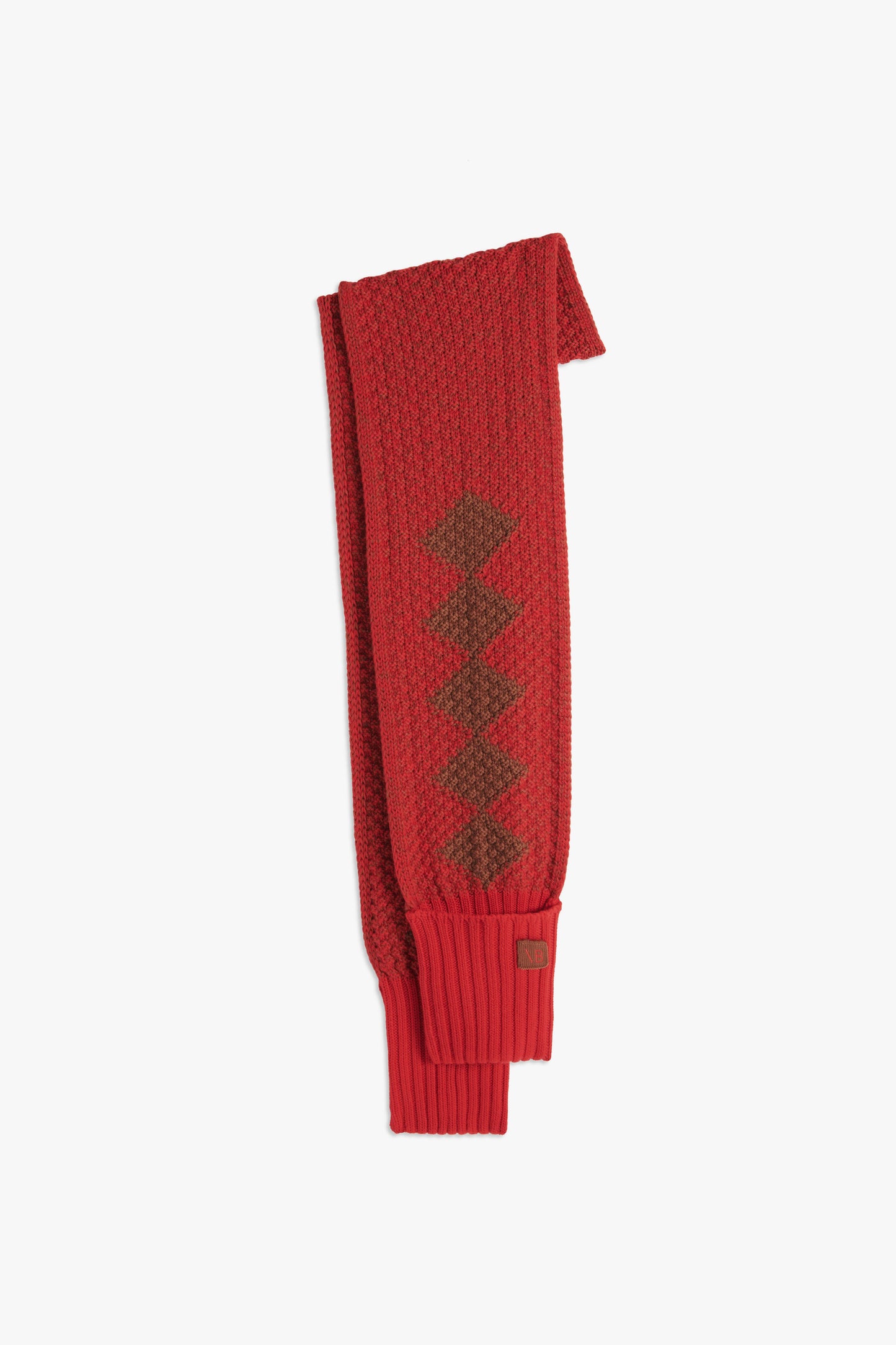 VB x Woolmark Intarsia Beanie & Scarf Set in Bright Red & Camel