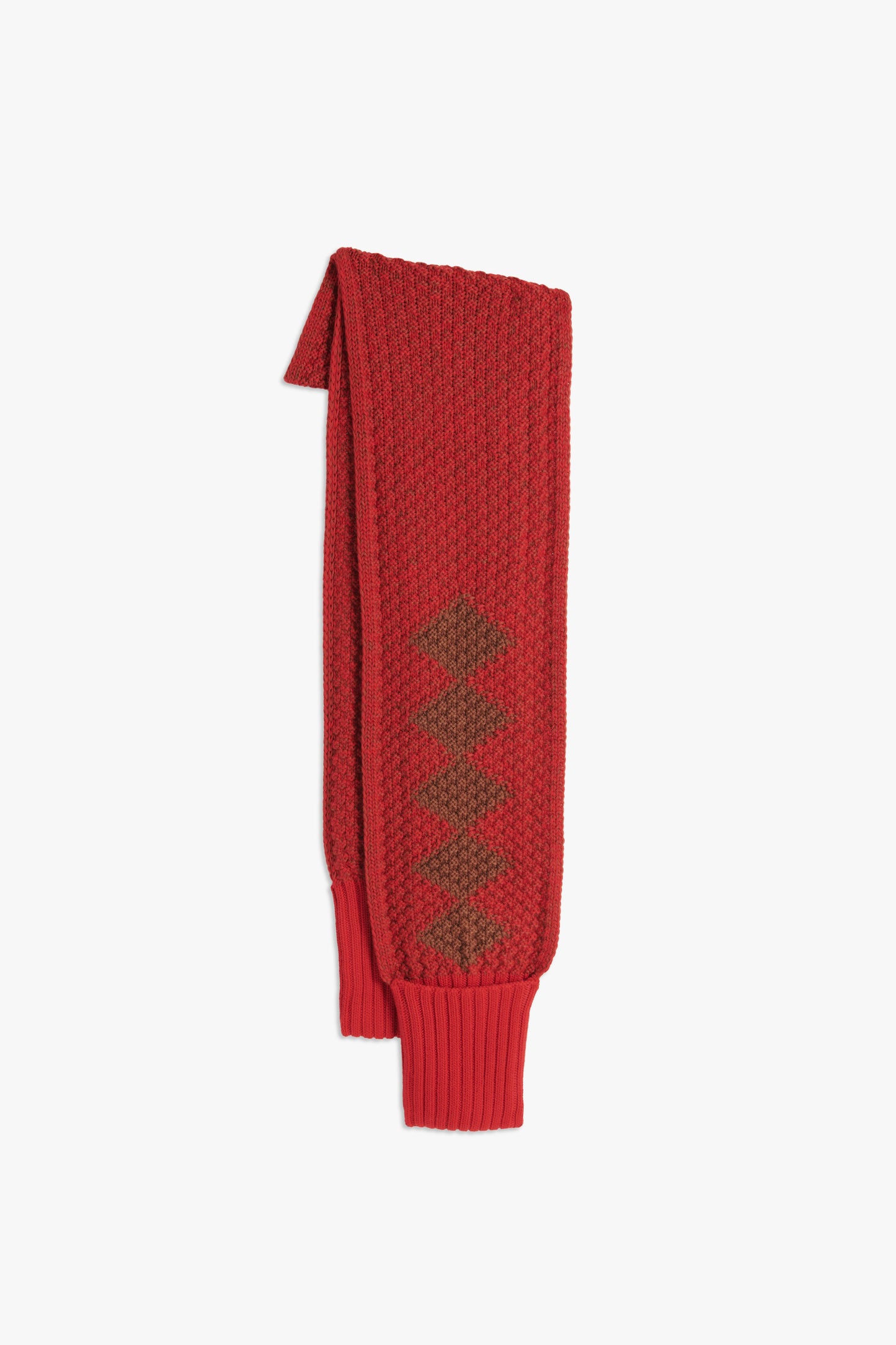 VB x Woolmark Intarsia Beanie & Scarf Set in Bright Red & Camel