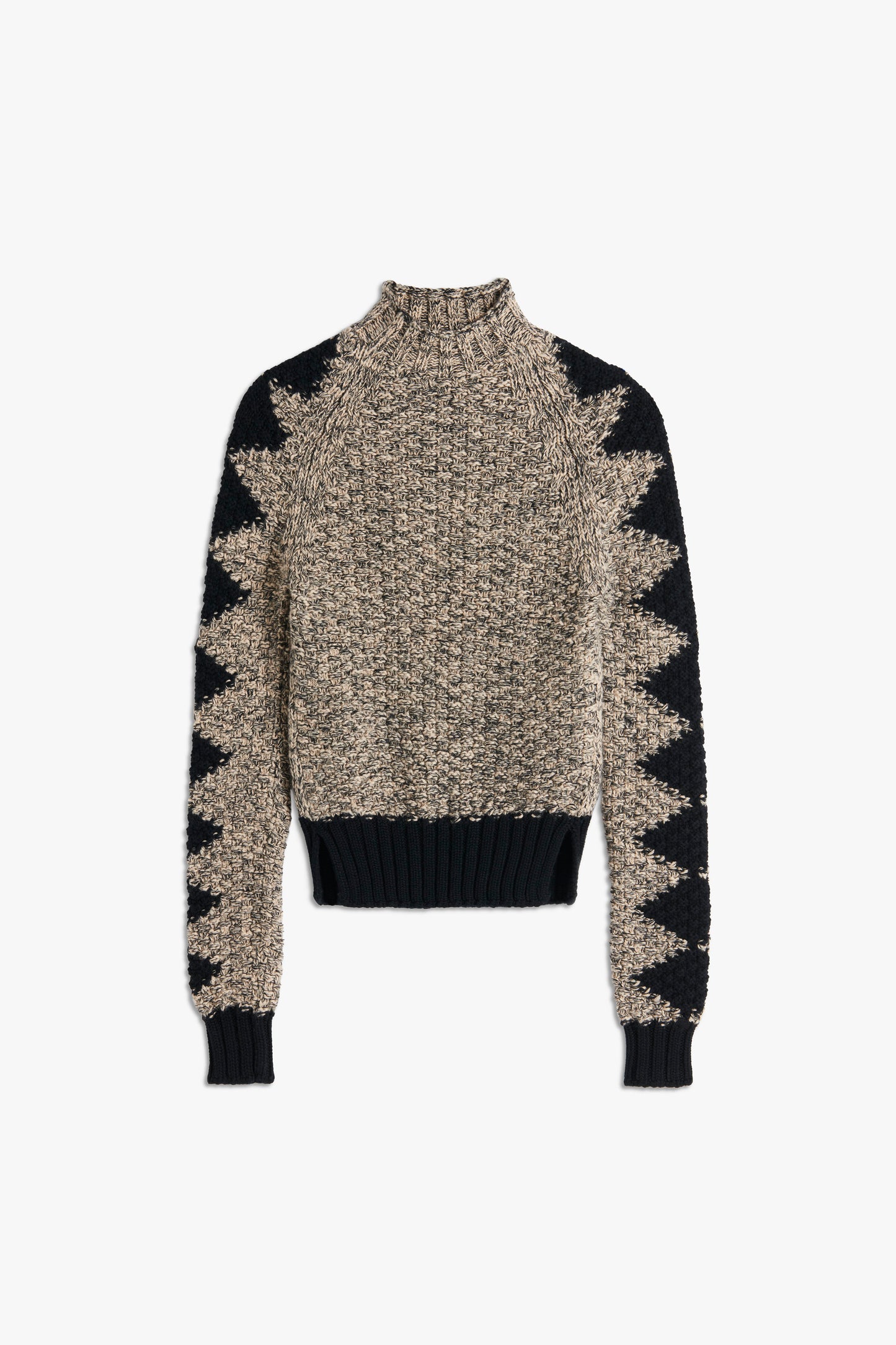 VB x Woolmark Intarsia Detail Jumper in Navy & Honey