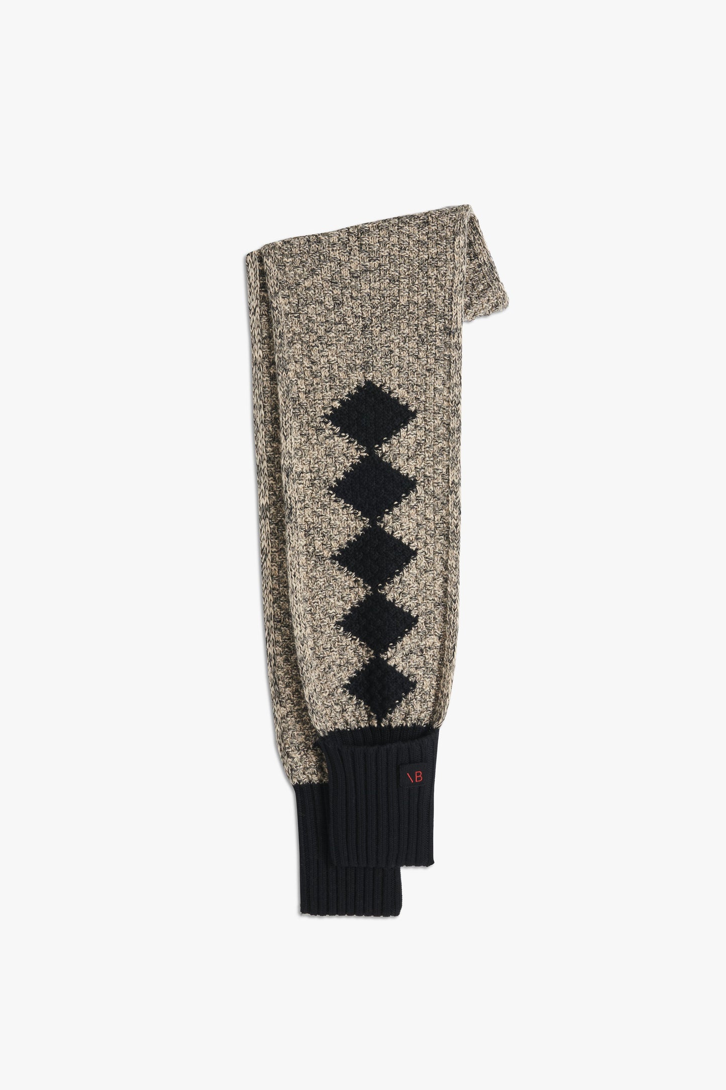 VB x Woolmark Intarsia Beanie & Scarf Set in Navy & Honey