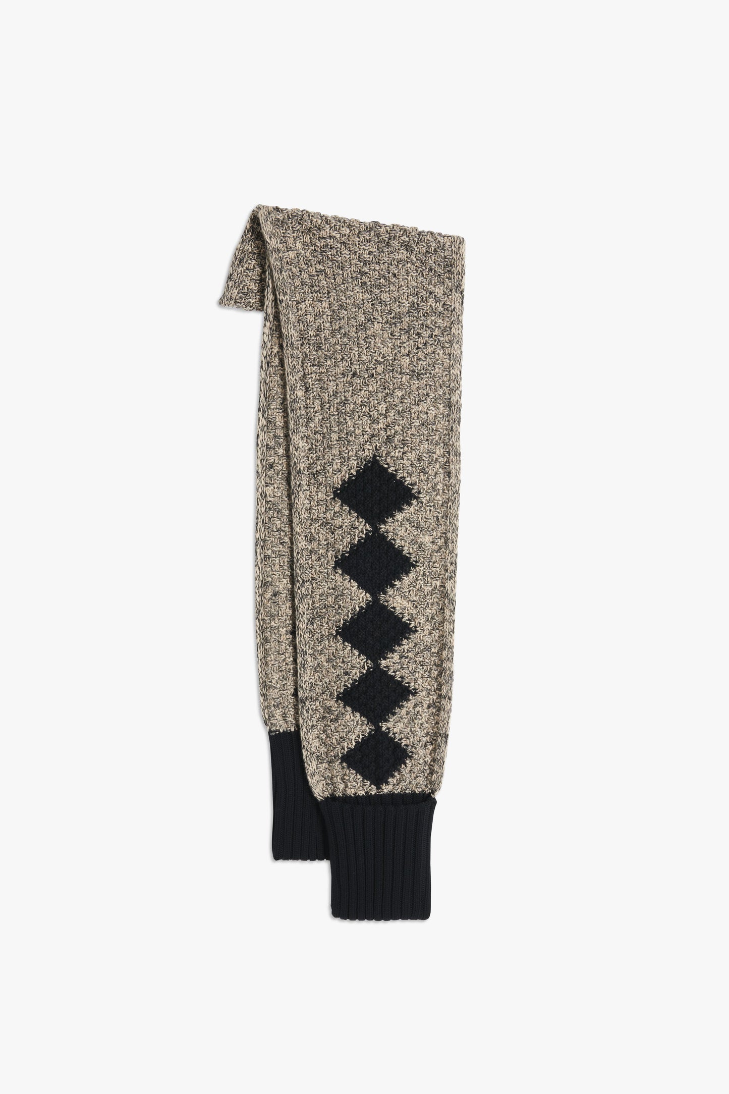 VB x Woolmark Intarsia Beanie & Scarf Set in Navy & Honey
