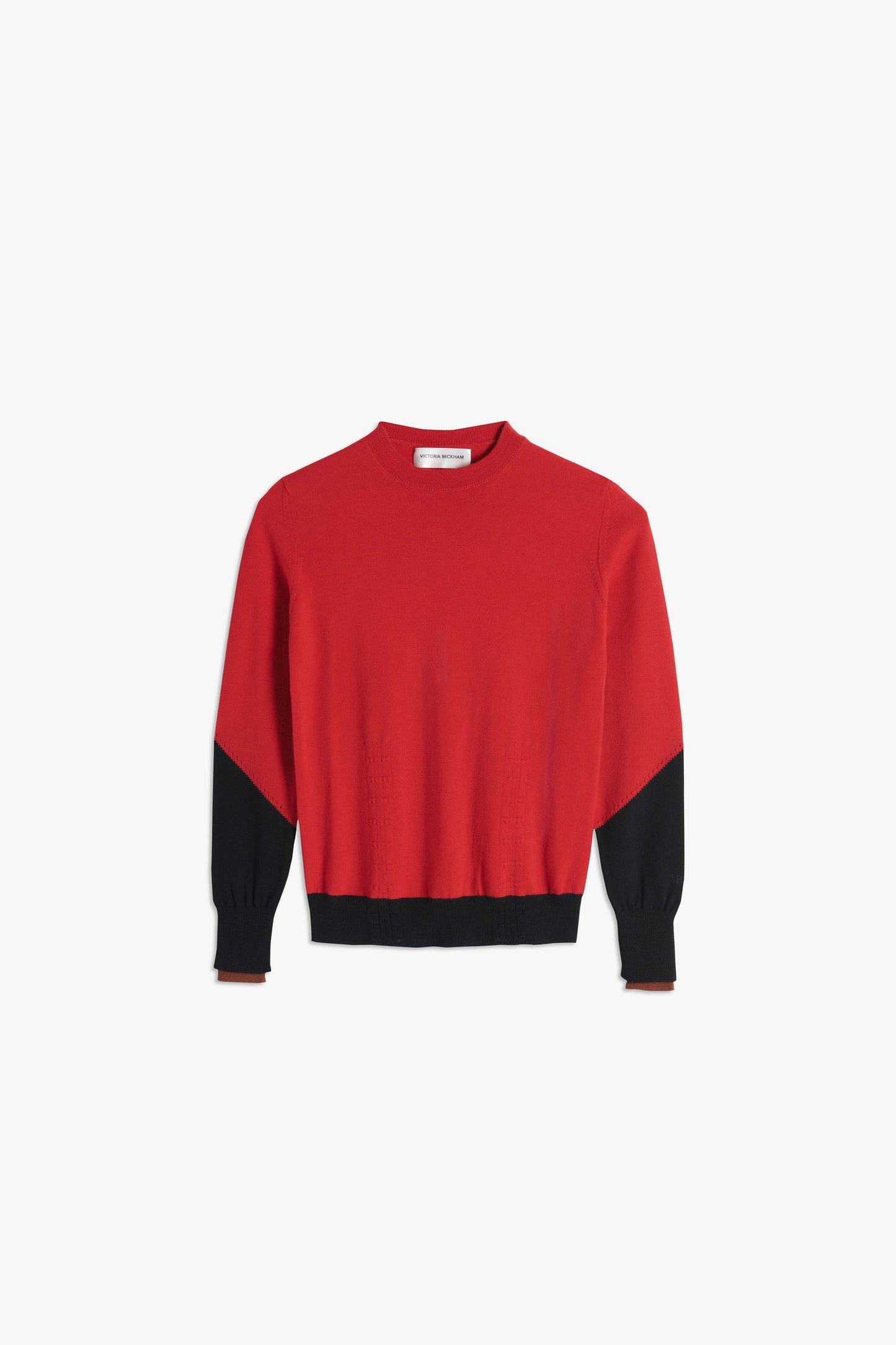 VB x Woolmark Mini Colour Block Jumper in Bright Red & Navy