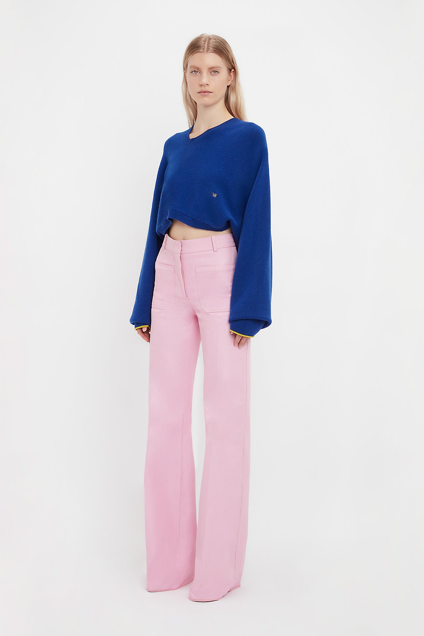 Asymmetric Cropped Jumper In Cobalt