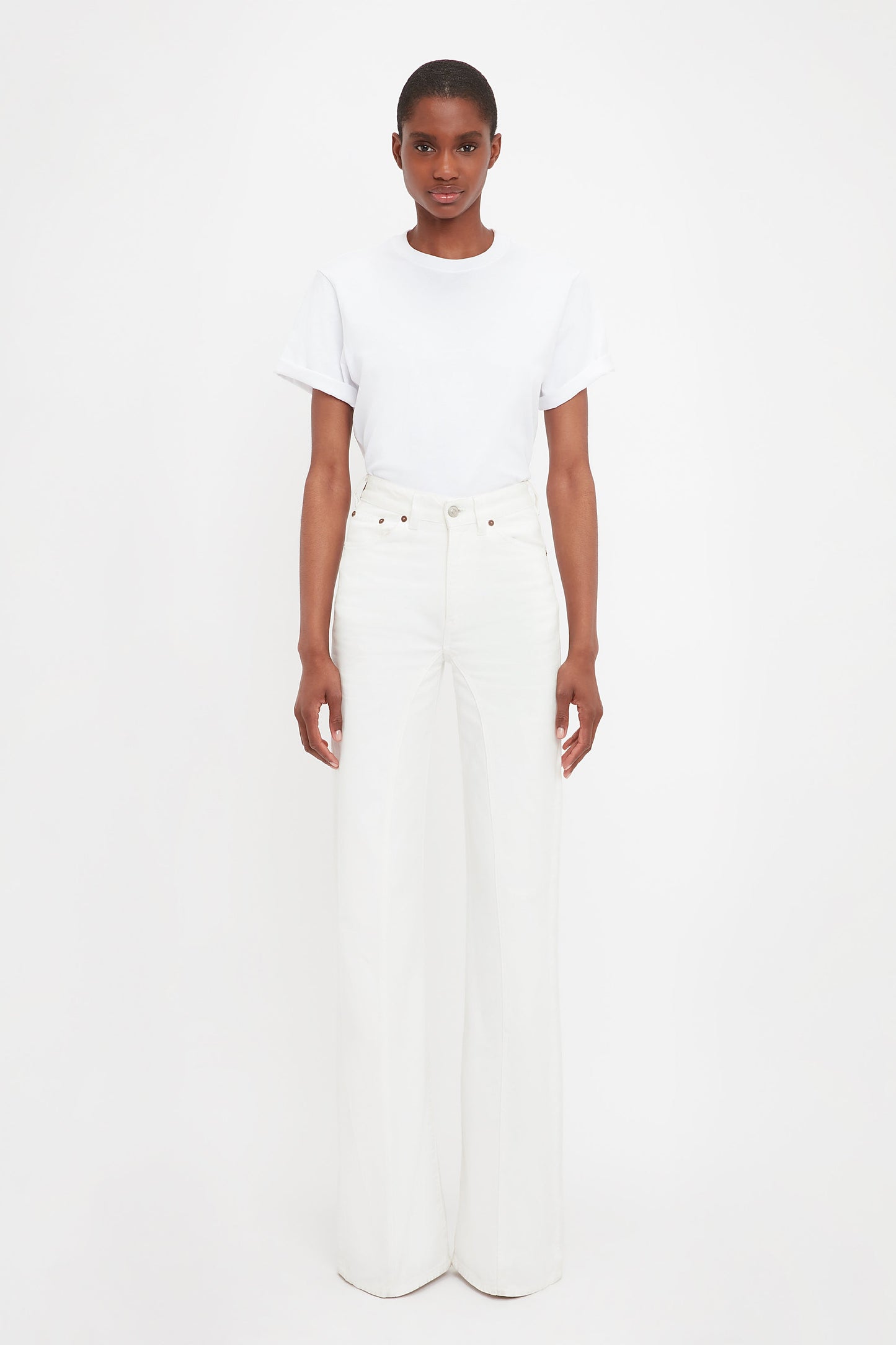 Bianca High Waisted Straight Leg Jean In White