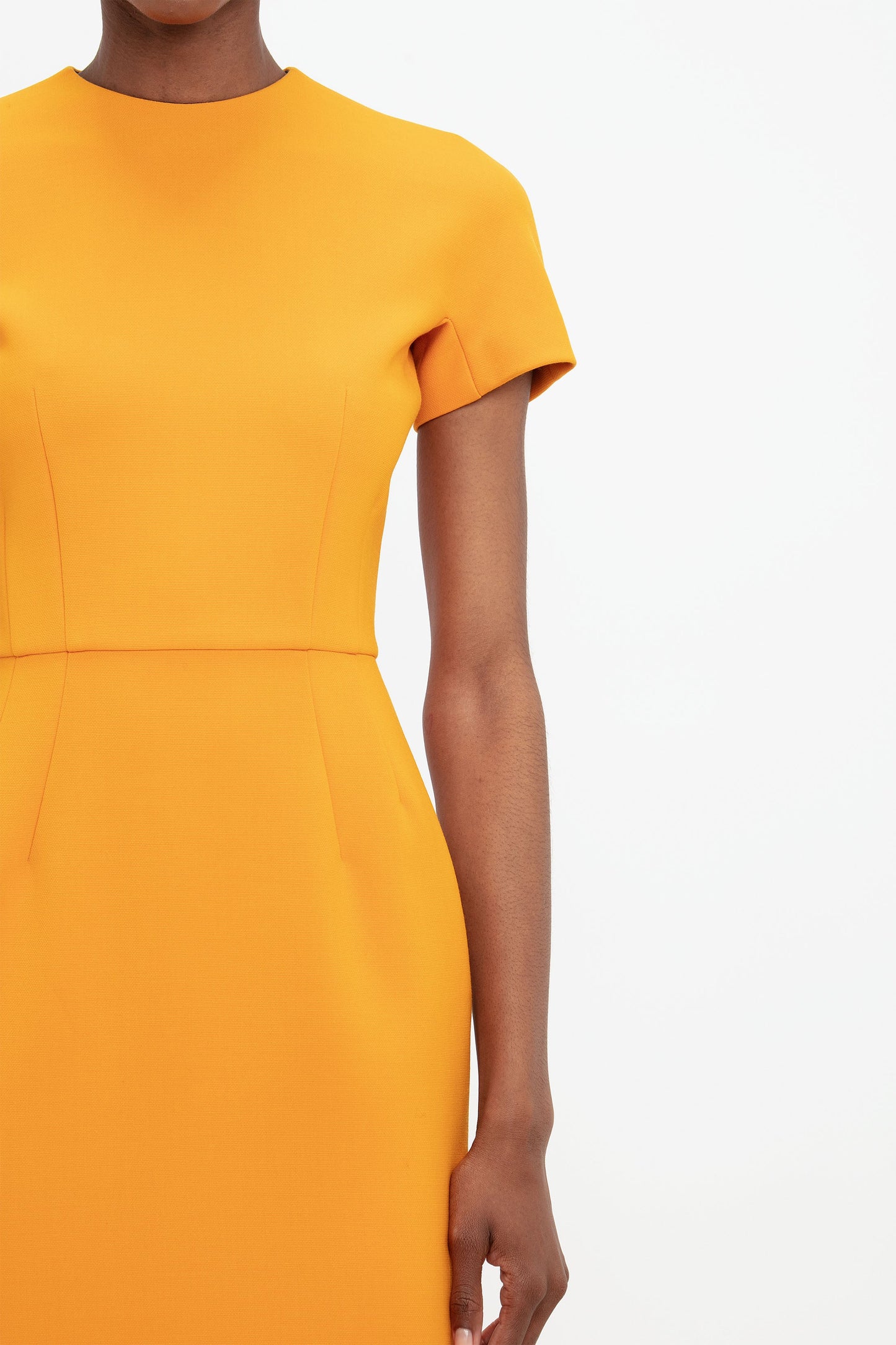 Dart Detail Fitted T-Shirt Dress In Mandarin