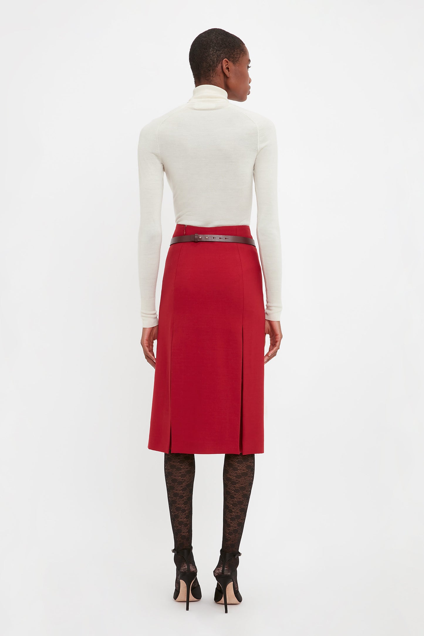 Double Layer Split Skirt In Poppy Red