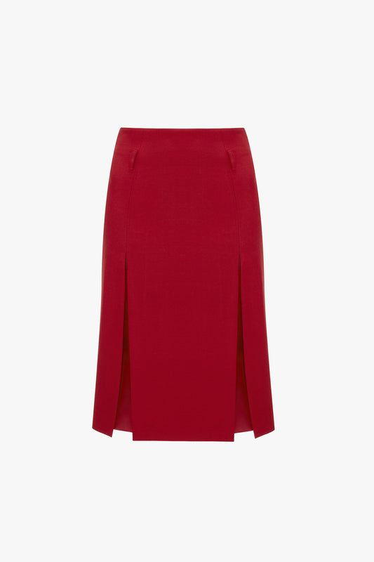Double Layer Split Skirt In Poppy Red