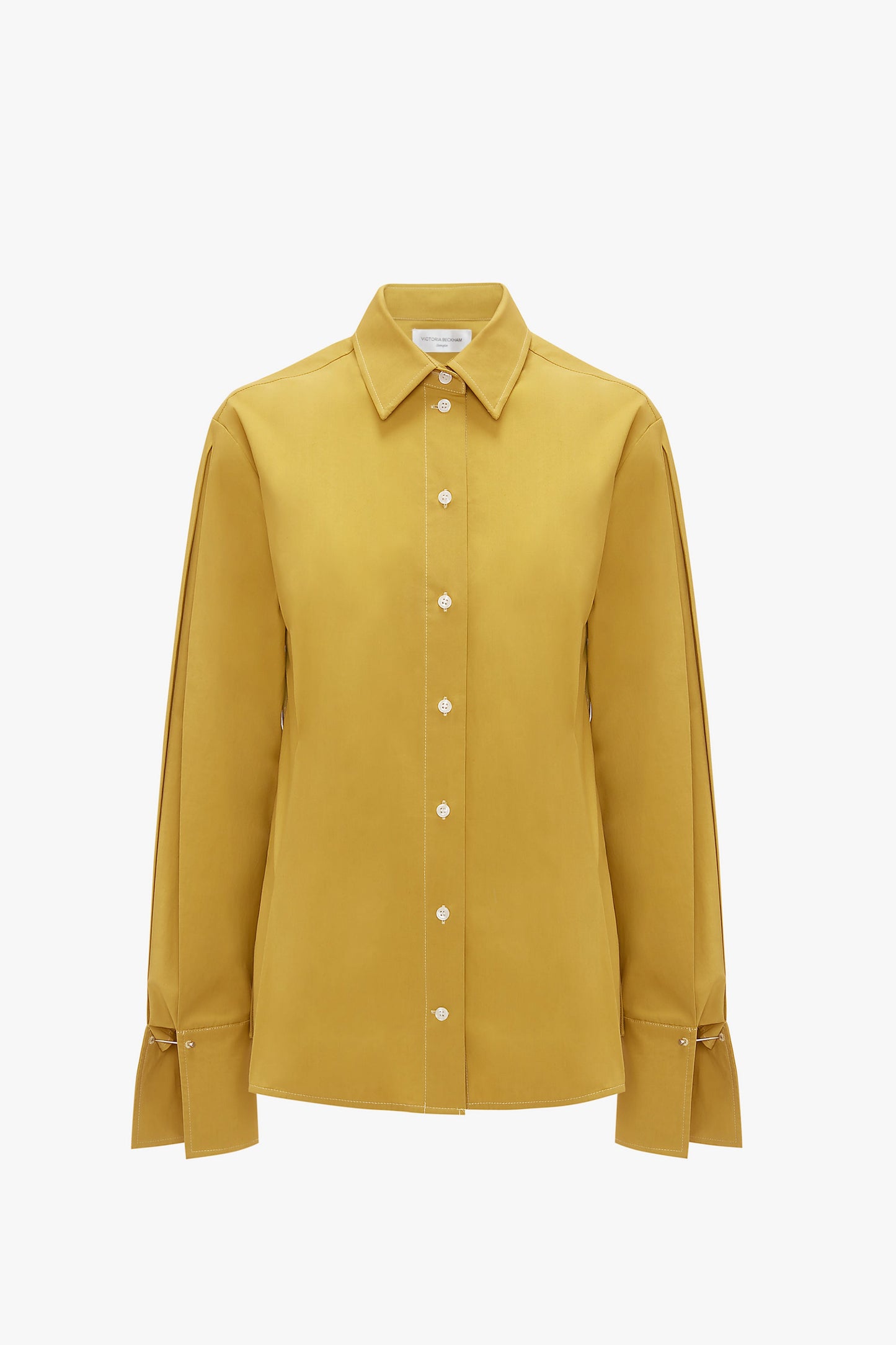 Pleat Detail Shirt In Yellow Ochre