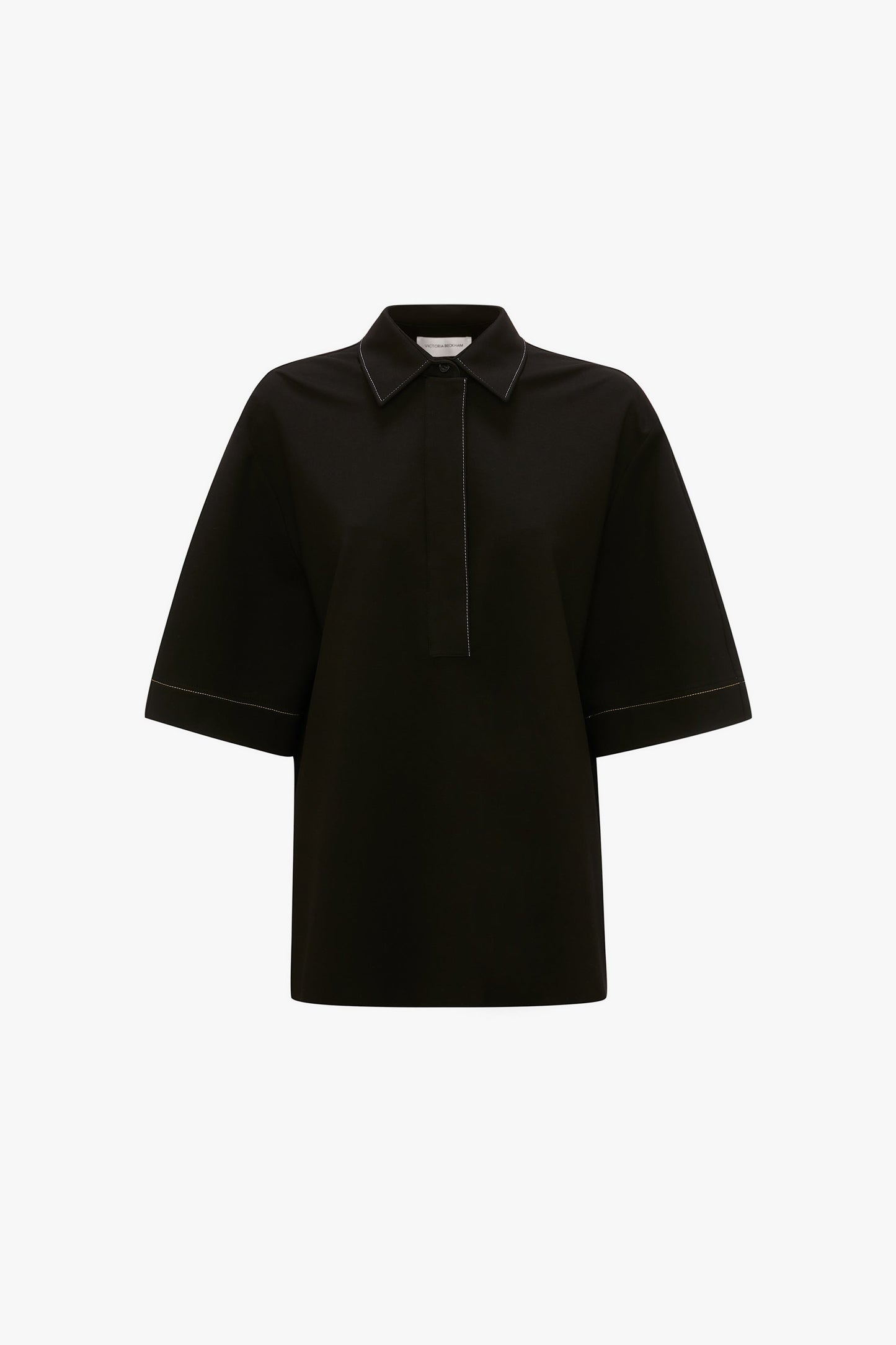 Pointed Collar Oversized Shirt In Black