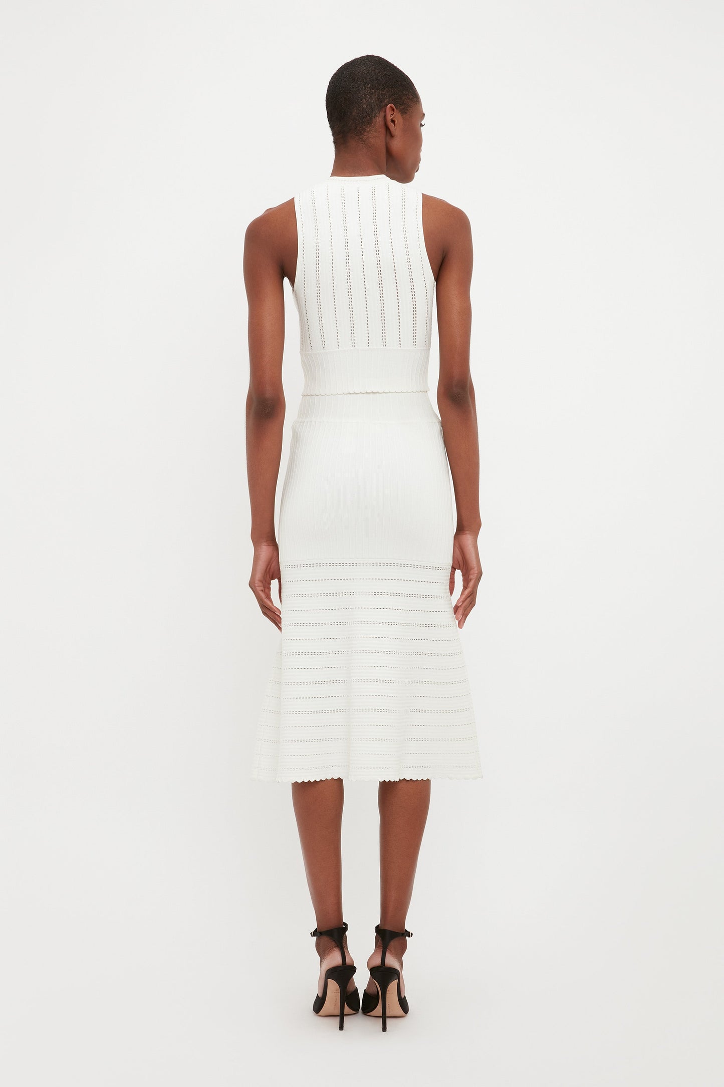 Flared Midi Skirt In White