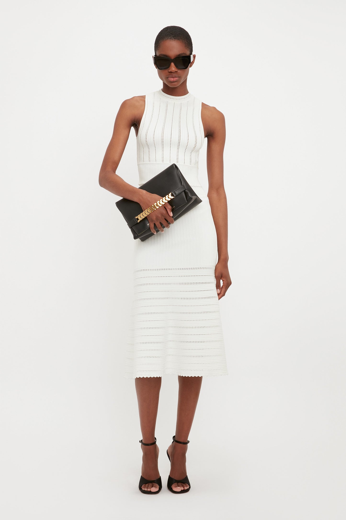 Flared Midi Skirt In White
