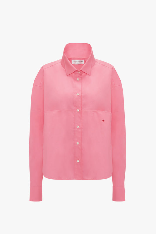 Tuck Detail Cropped Men's Shirt In Flamingo Pink