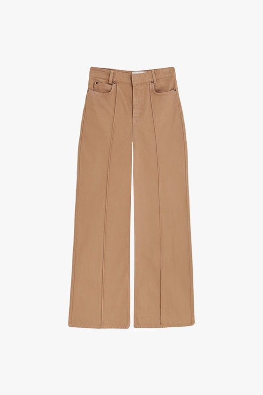 Exaggerated Wide Leg Jeans in Fawn Brown