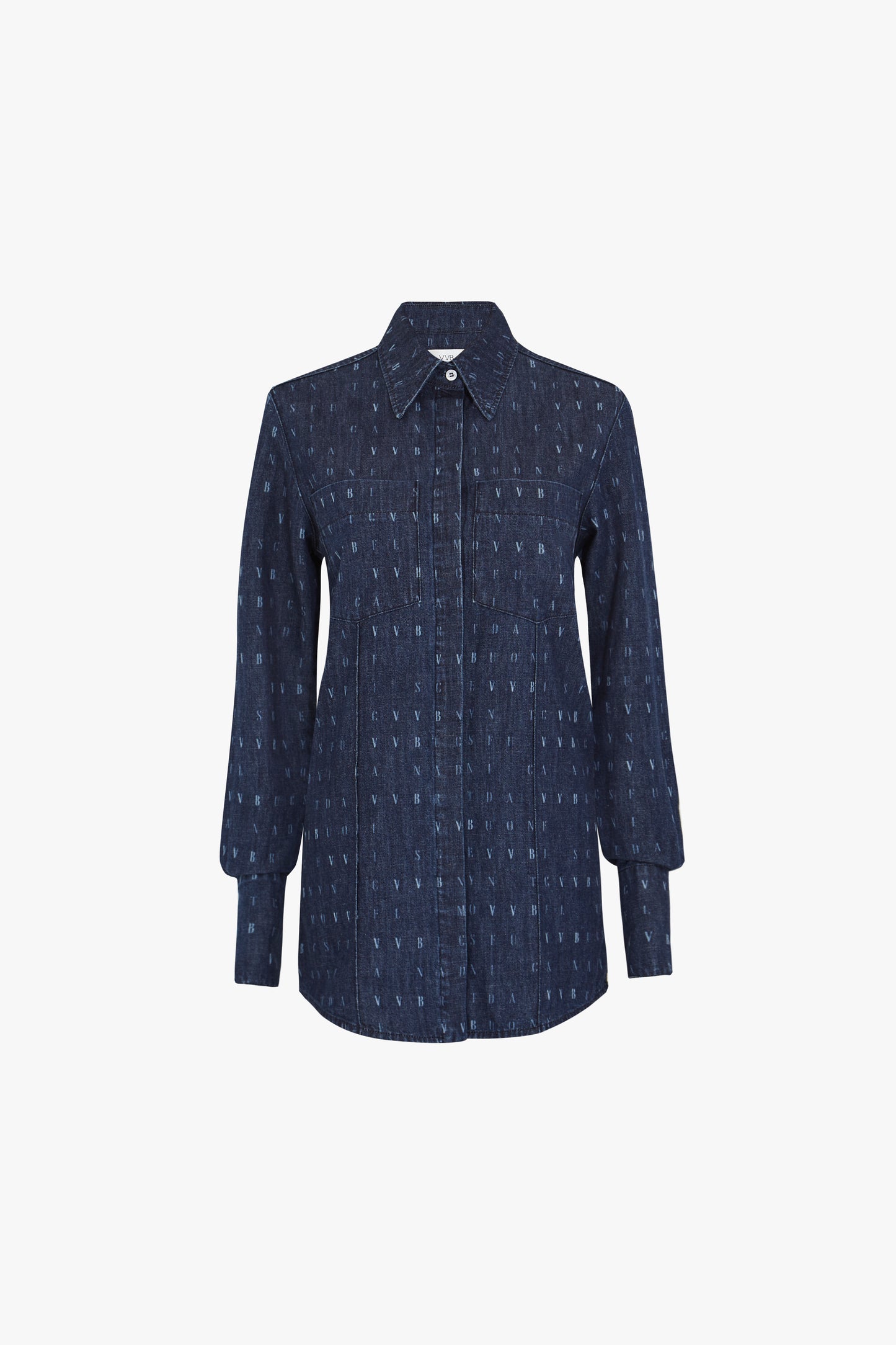 Word Search Classic Shirt in Blue Denim