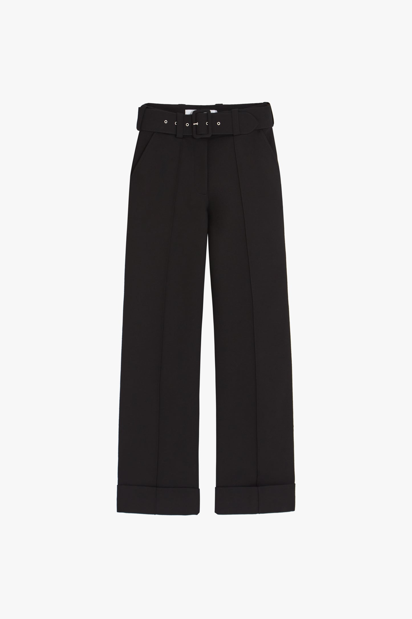 Belted Jersey Trousers in Black