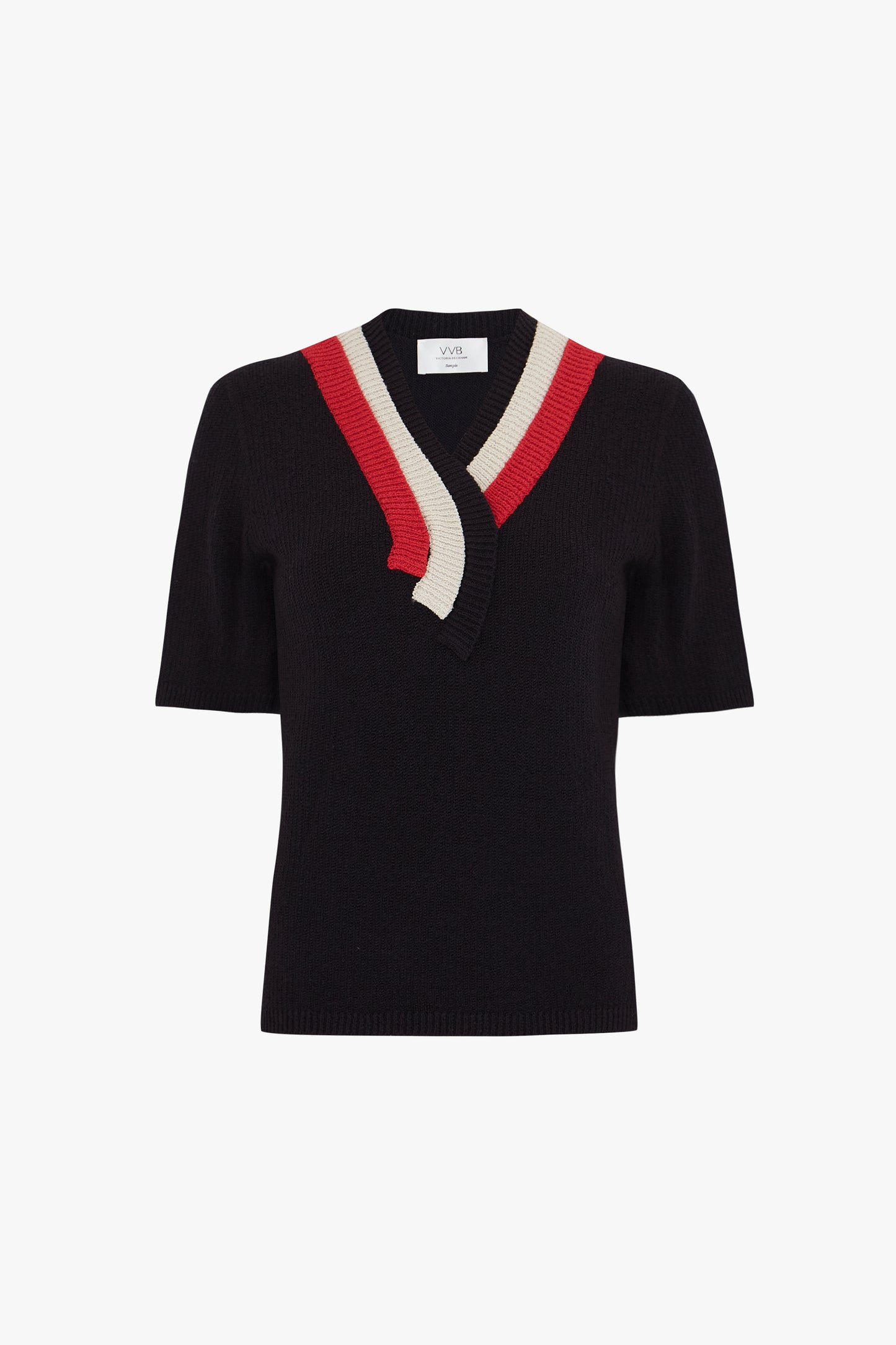 Short-sleeve V Neck Jumper in Midnight Blue